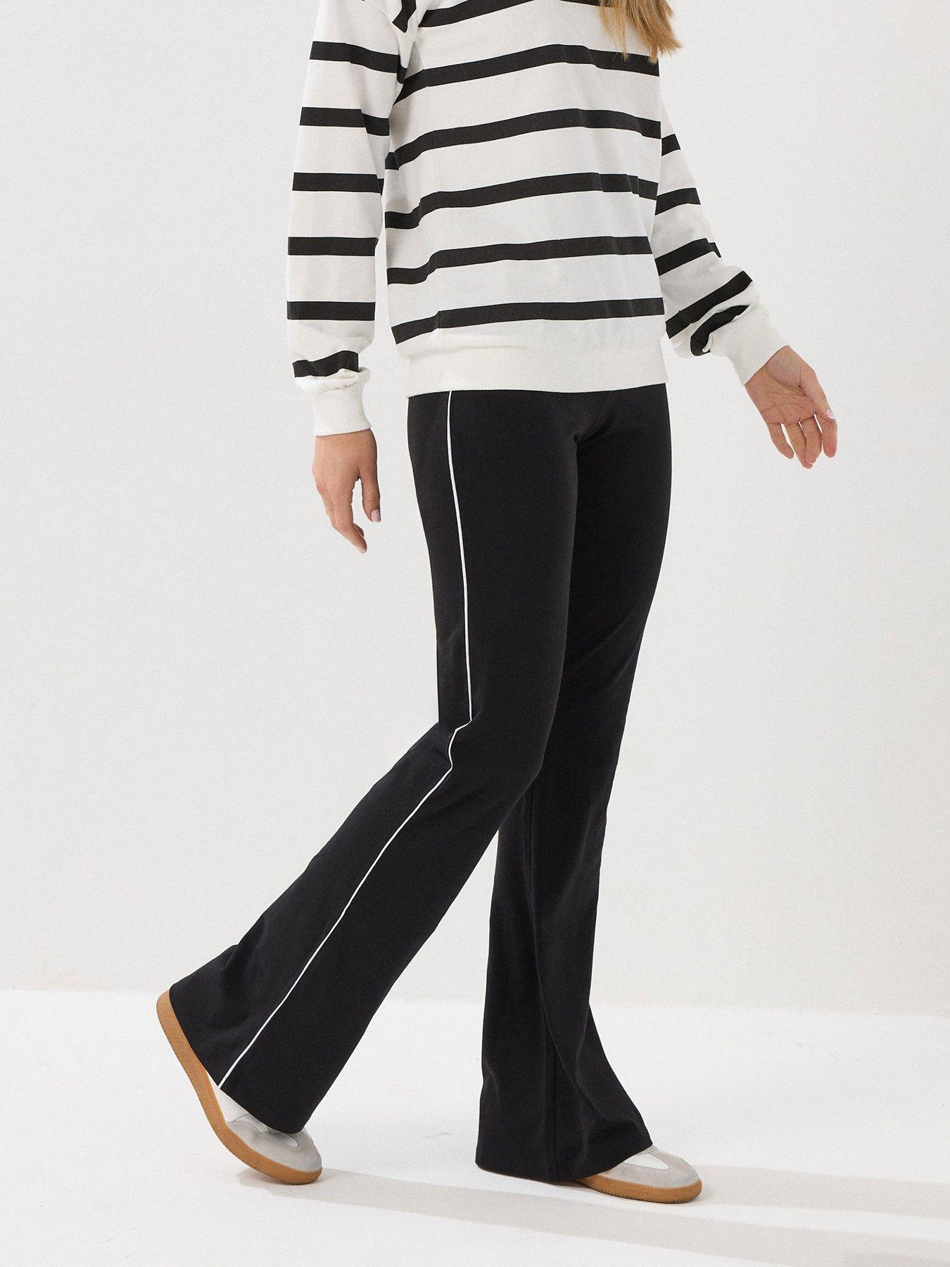 Long Tall Sally Stripe Flare Leggings 34" - Black