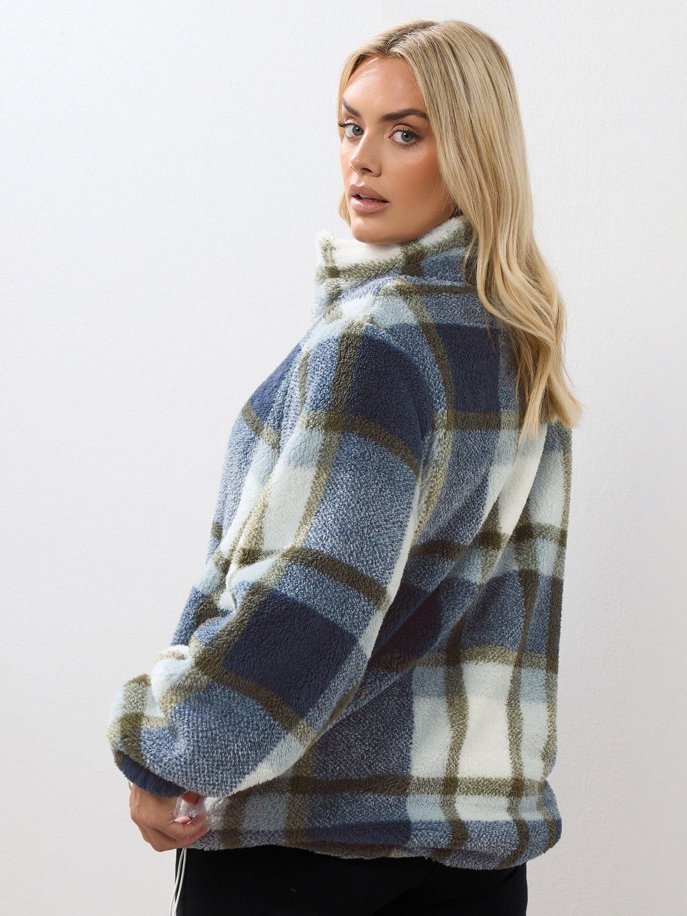 Image 2 of 4 of Yours Curve Zip Thru Feather Fleece - Blue