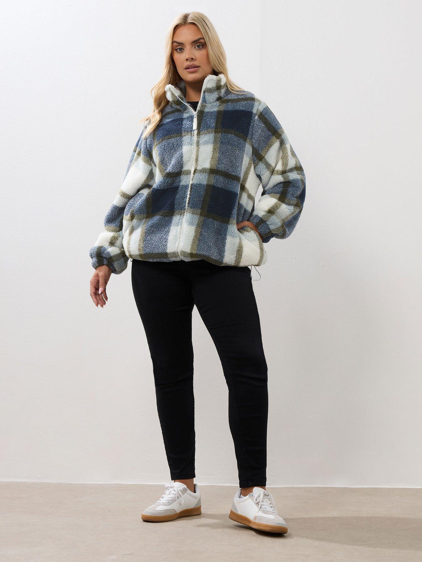 Image 3 of 4 of Yours Curve Zip Thru Feather Fleece - Blue