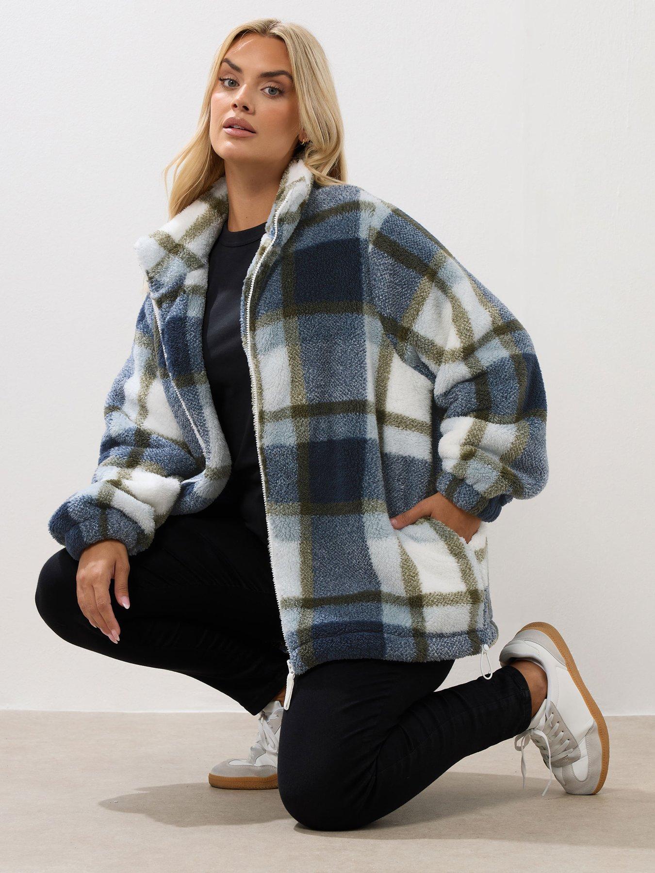 Image 4 of 4 of Yours Curve Zip Thru Feather Fleece - Blue
