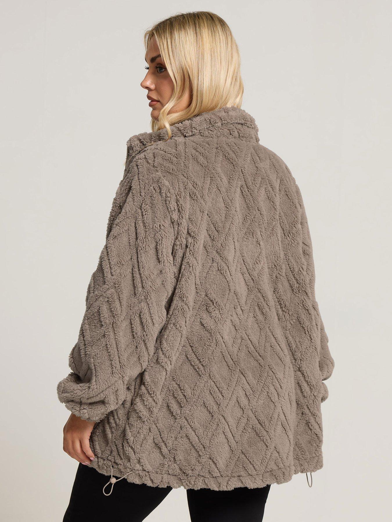 yours-curve-texture-zip-thru-fleece-brownstillFront