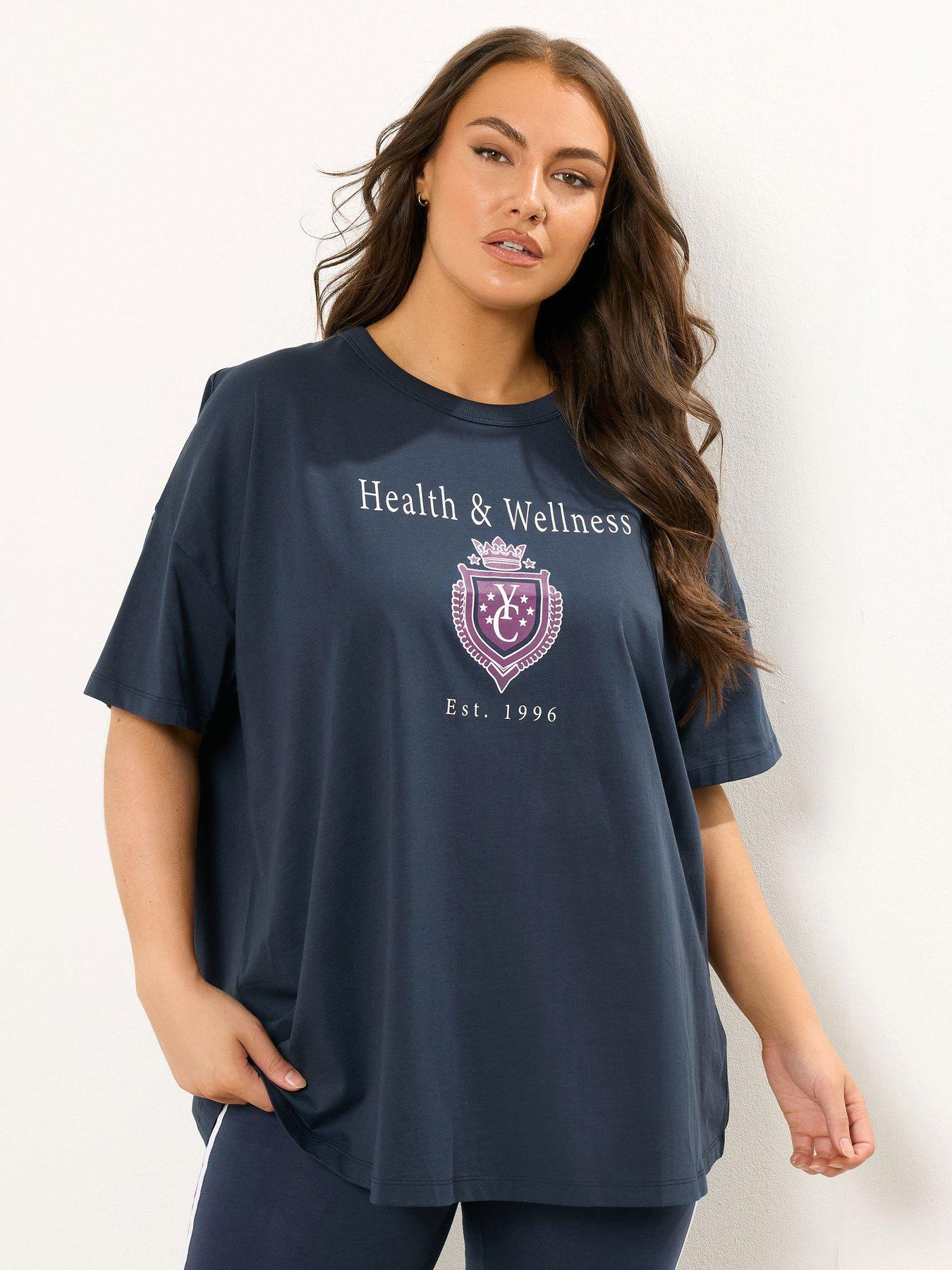 Yours Curve Health And Wellness T-Shirt - Blue