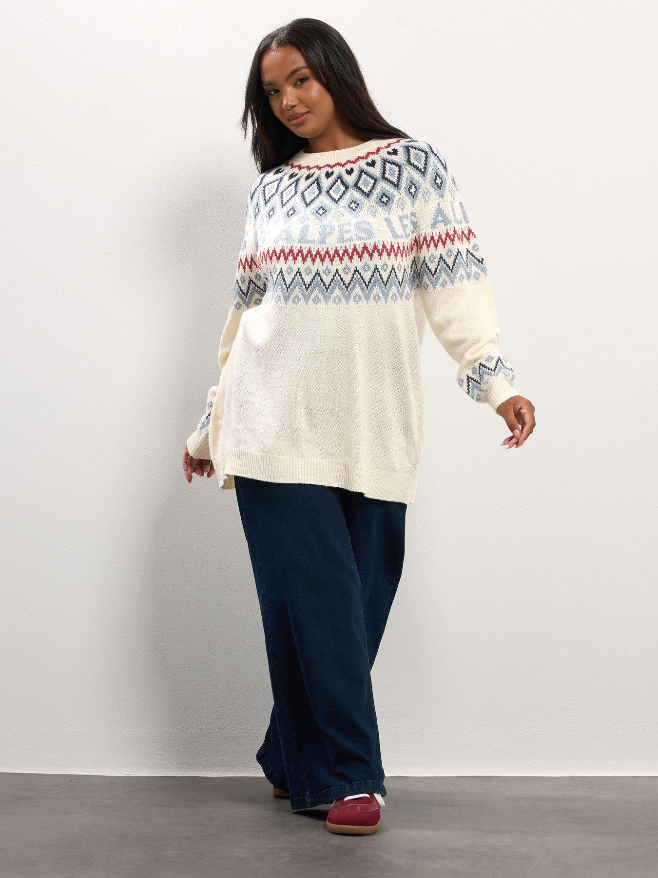 Image 3 of 4 of Yours Curve Fairisle Jumper - Ivory
