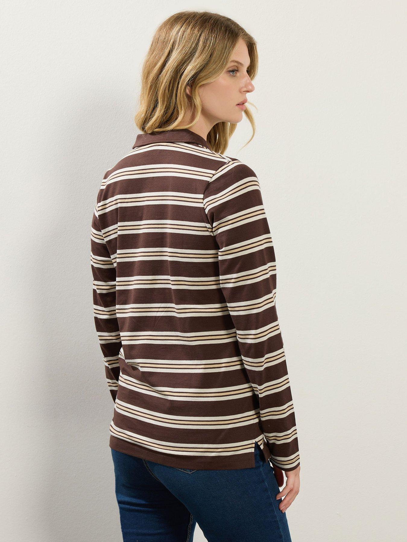 long-tall-sally-stripe-jersey-polo-top-brownstillFront