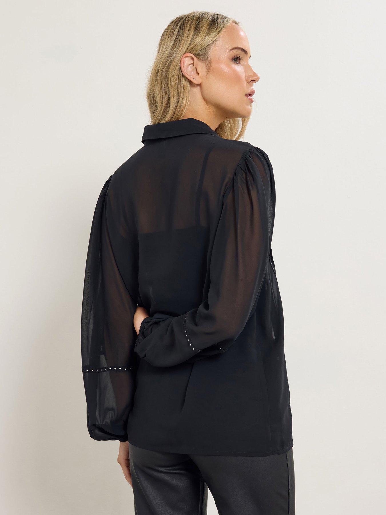 Image 2 of 4 of Long Tall Sally Stud Georgette Shirt - Black