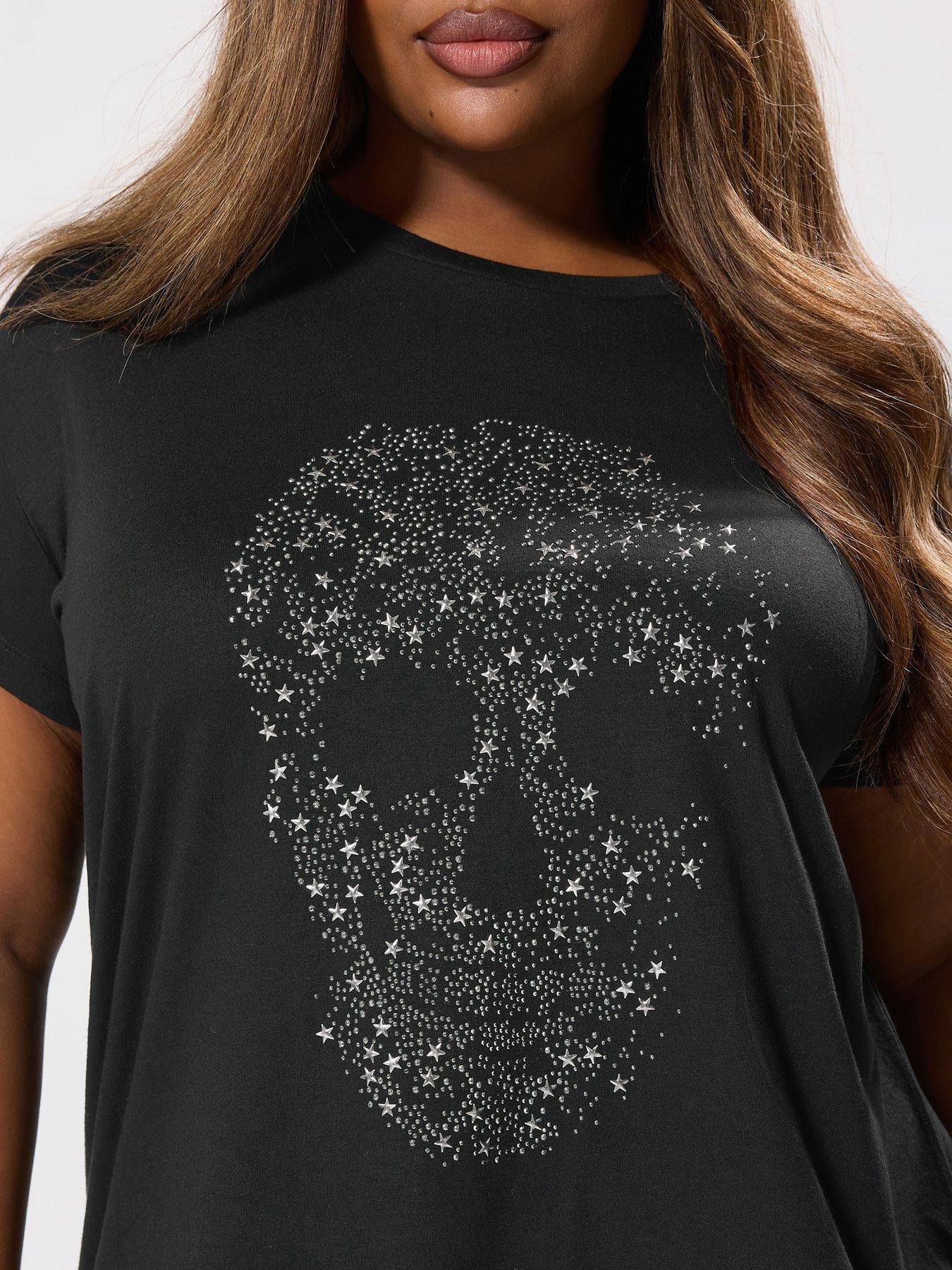 yours-curve-placement-print-t-shirt-blackoutfit