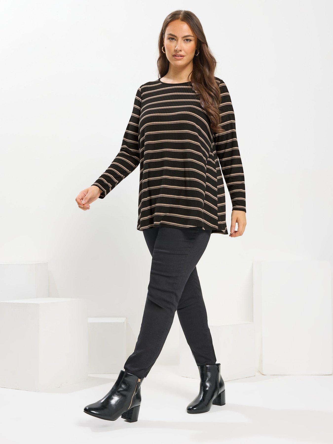 yours-curve-long-sleeve-rib-swing-t-shirt-blackback