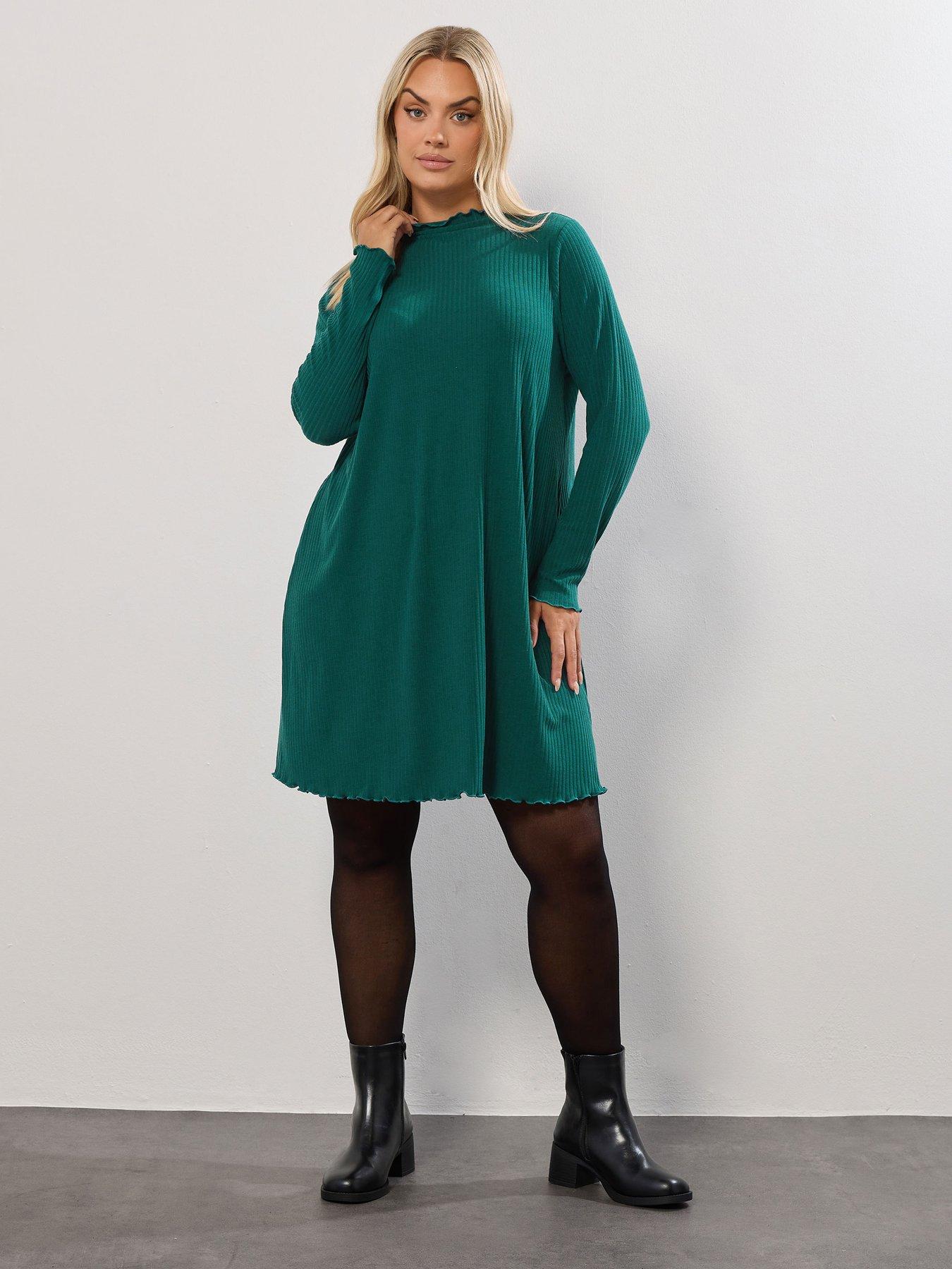 Yours Curve Lettuce Edge Tunic Top - Green