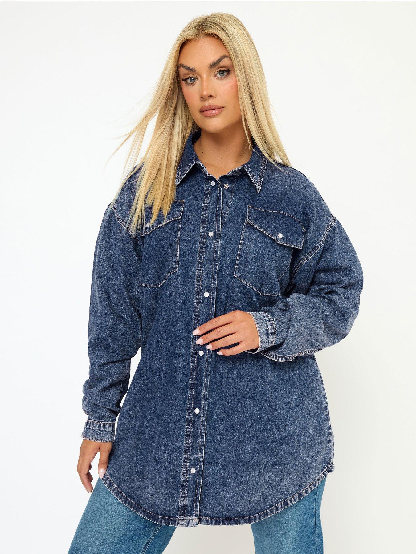 yours-curve-western-denim-shirt-bluefront