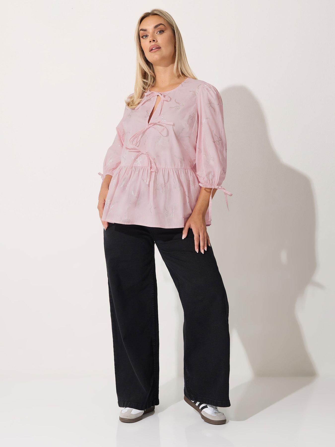 yours-curve-metallic-bow-collar-top-pinkback