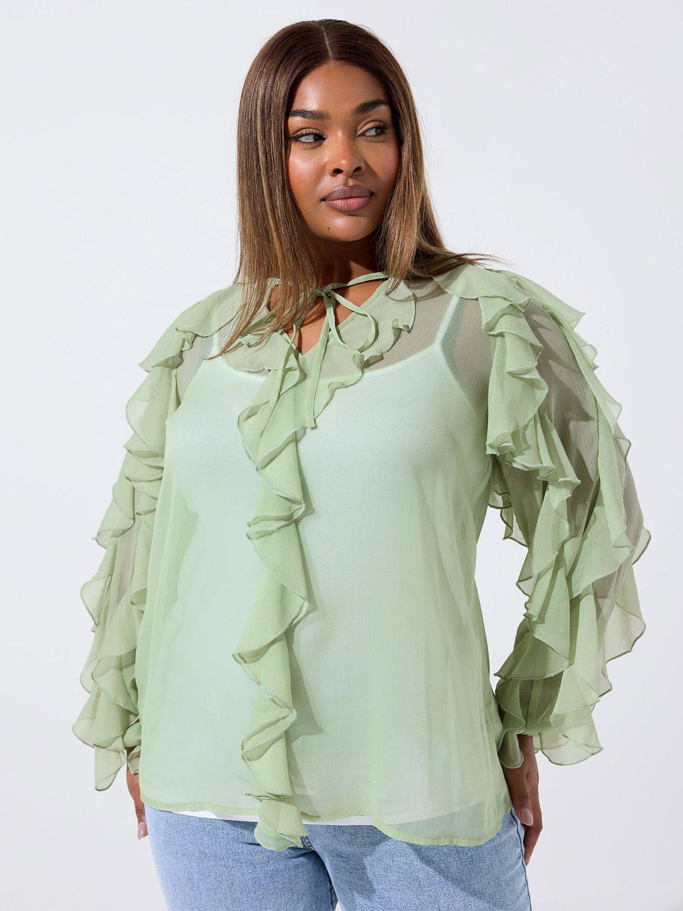 yours-curve-frill-blouse-greenback