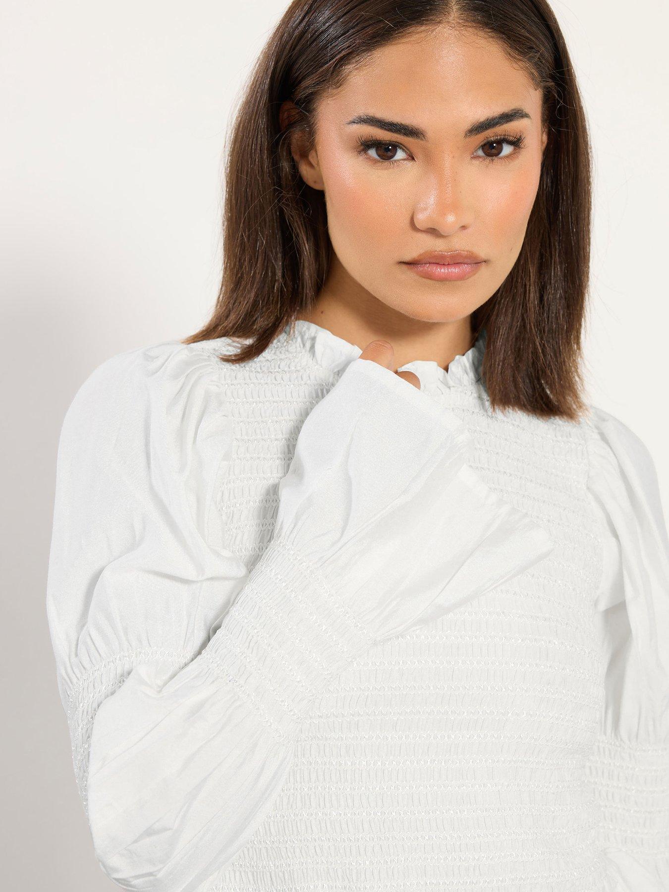 pixiegirl-petite-long-sleeve-shirred-top-ivoryoutfit