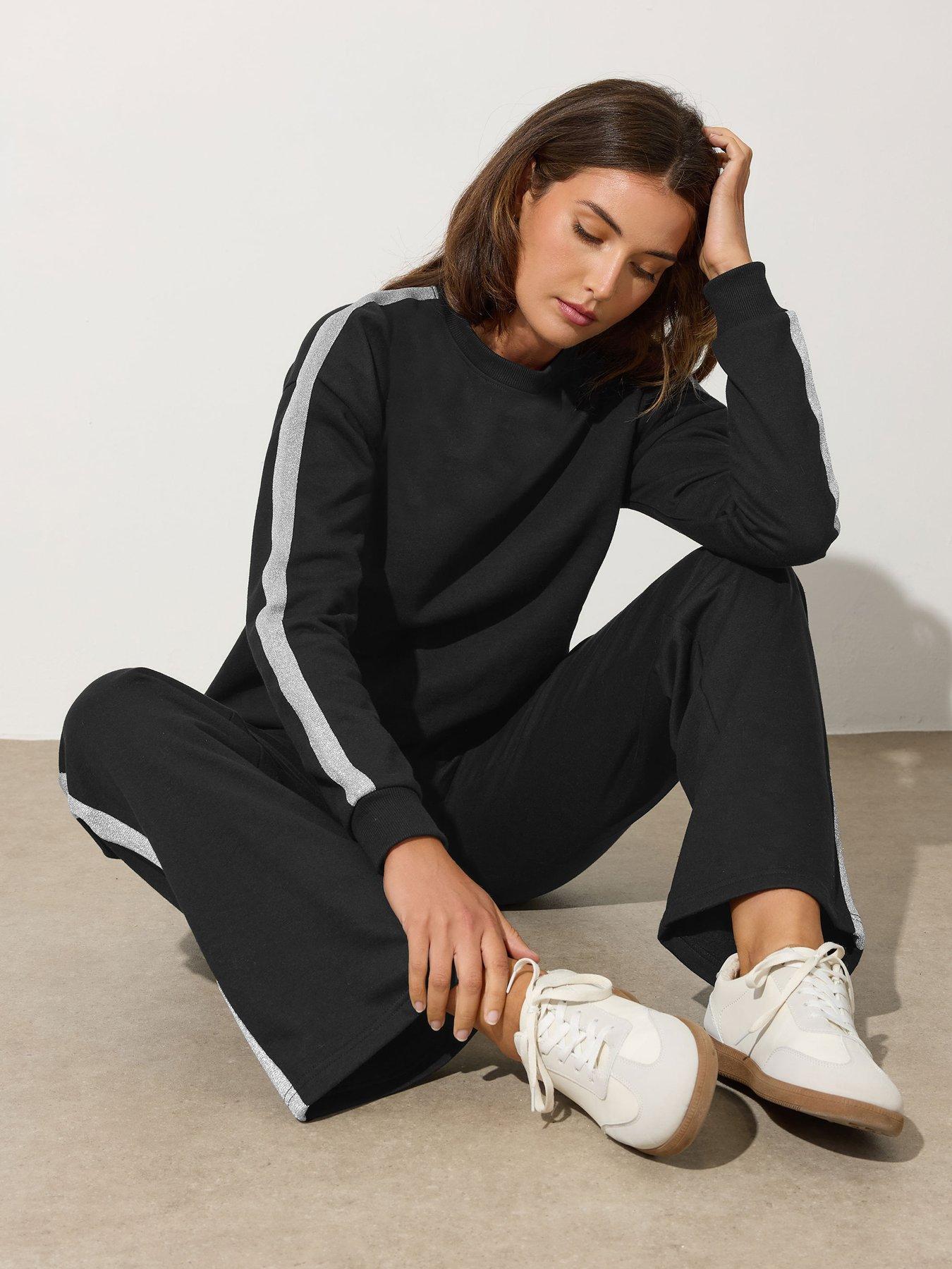 Long Tall Sally Lurex Side Stripe Sweat - Black