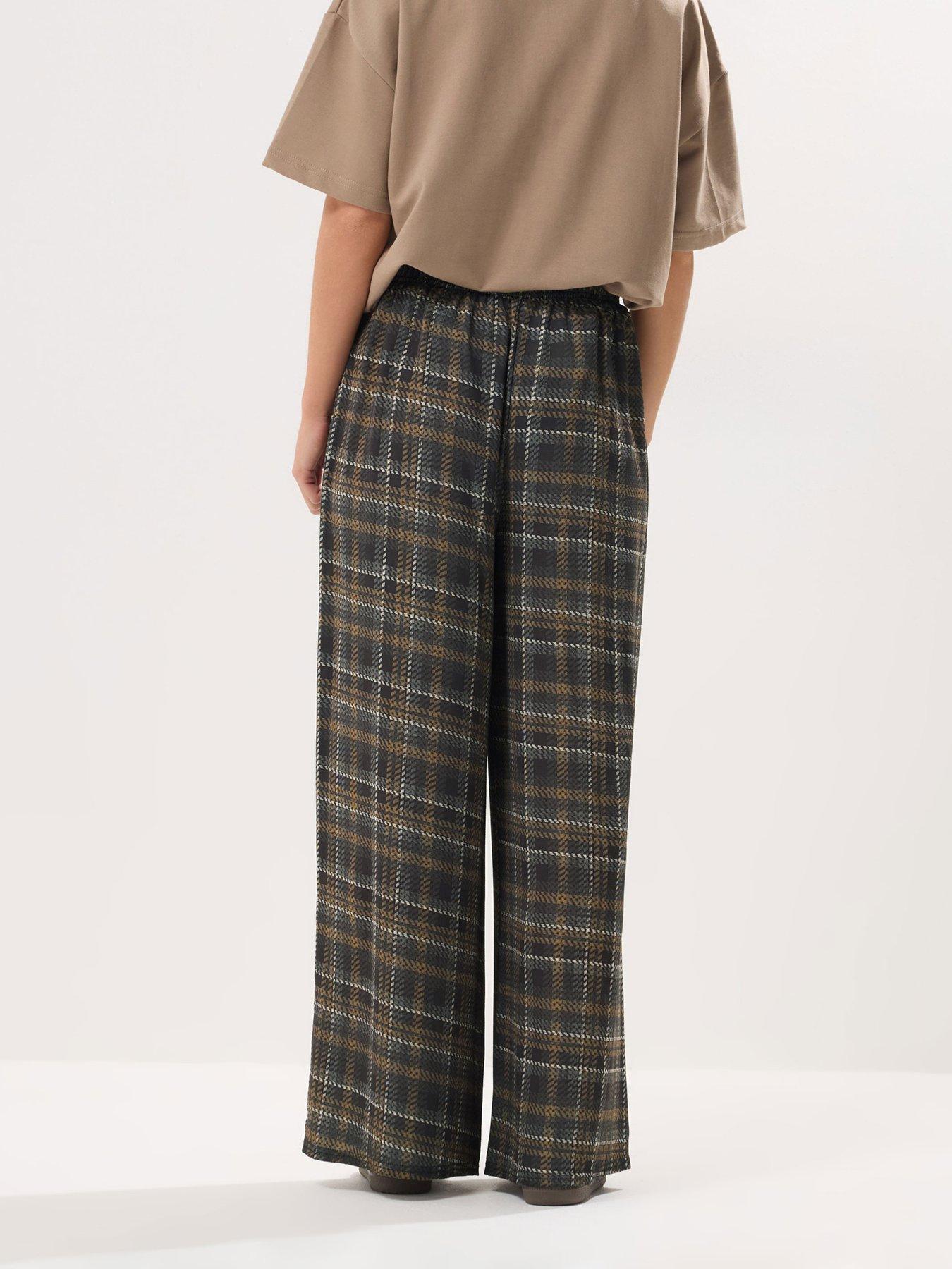 pixiegirl-petite-check-crinkle-wide-leg-trouser-brownstillFront