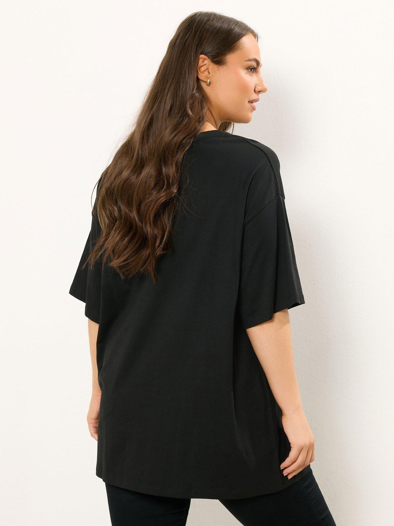 Image 2 of 4 of Yours Curve Relaxed T-Shirt - Black
