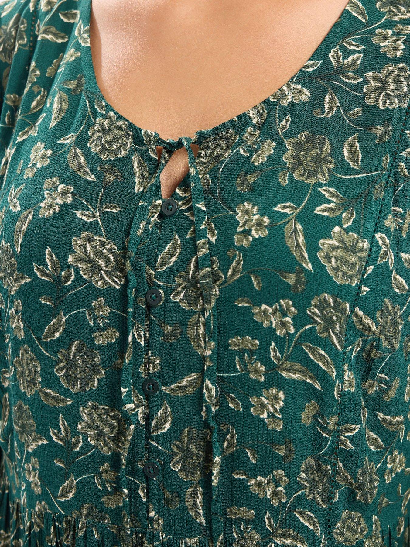 yours-curve-tie-neck-blouse-greenoutfit