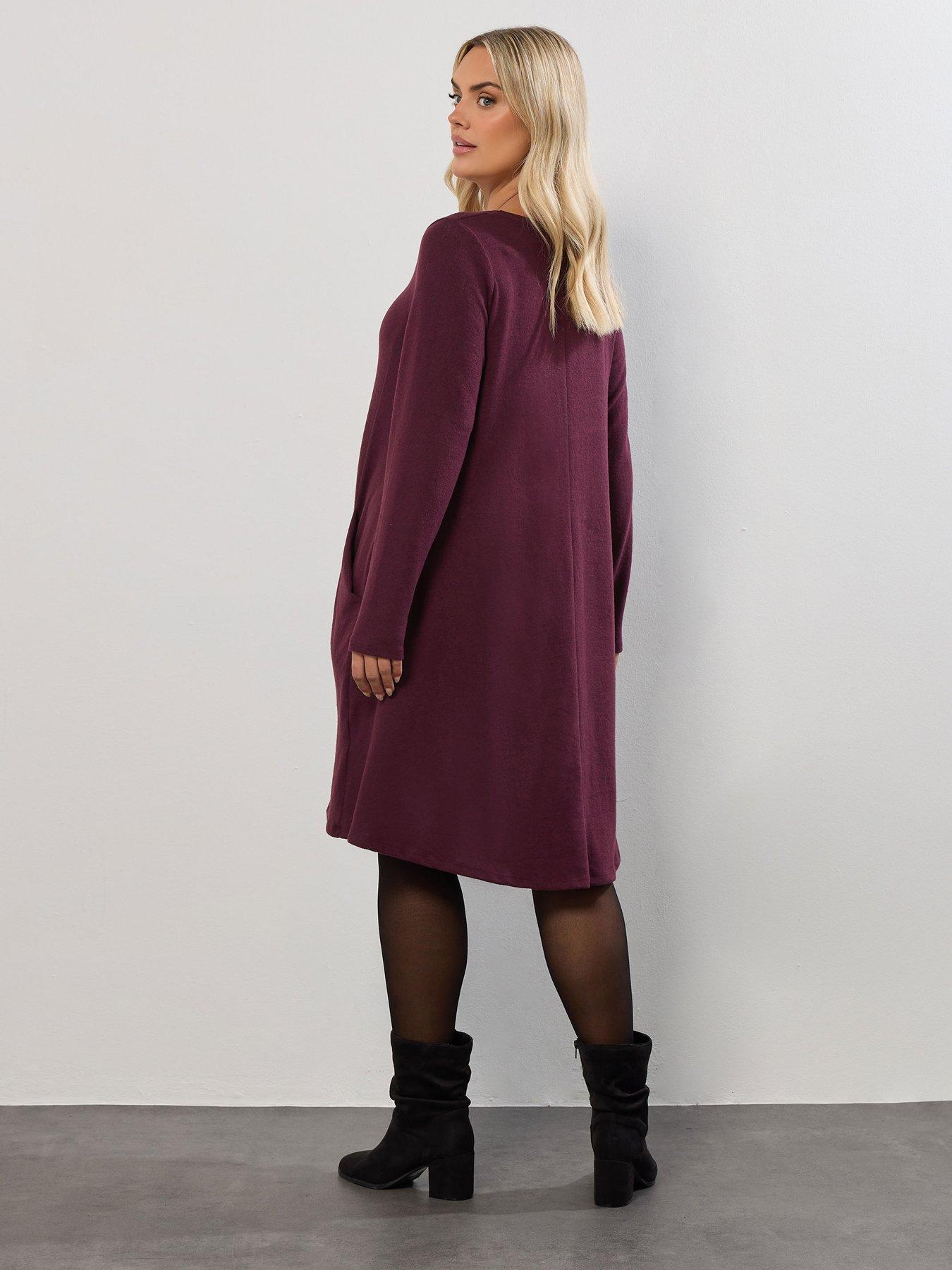 yours-curve-drape-pocket-dress-purplestillFront