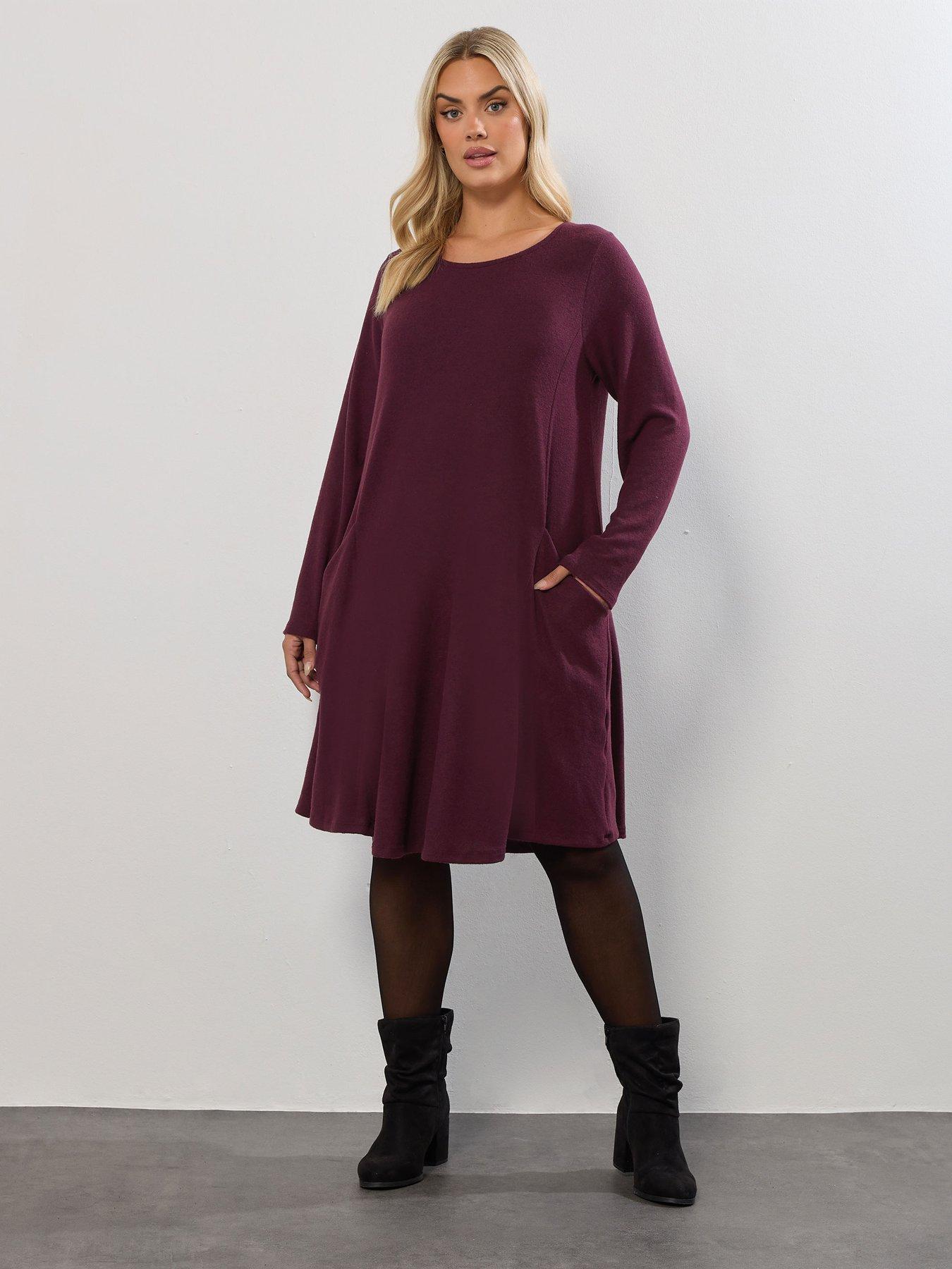 yours-curve-drape-pocket-dress-purpleback