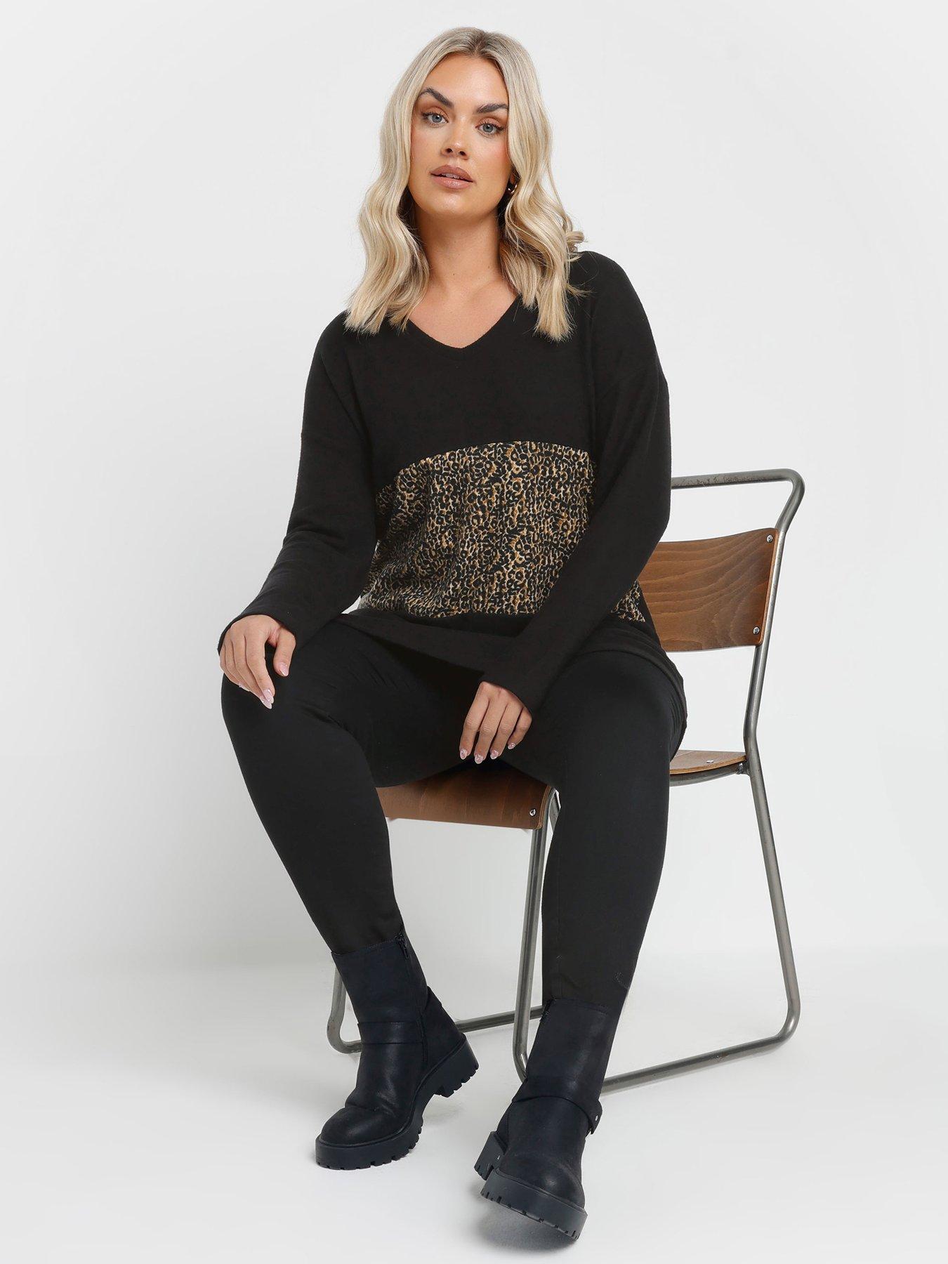 yours-curve-animal-colour-block-jumper-blackback