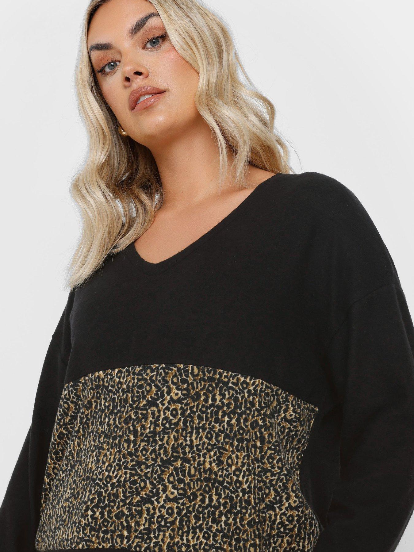 yours-curve-animal-colour-block-jumper-blackoutfit