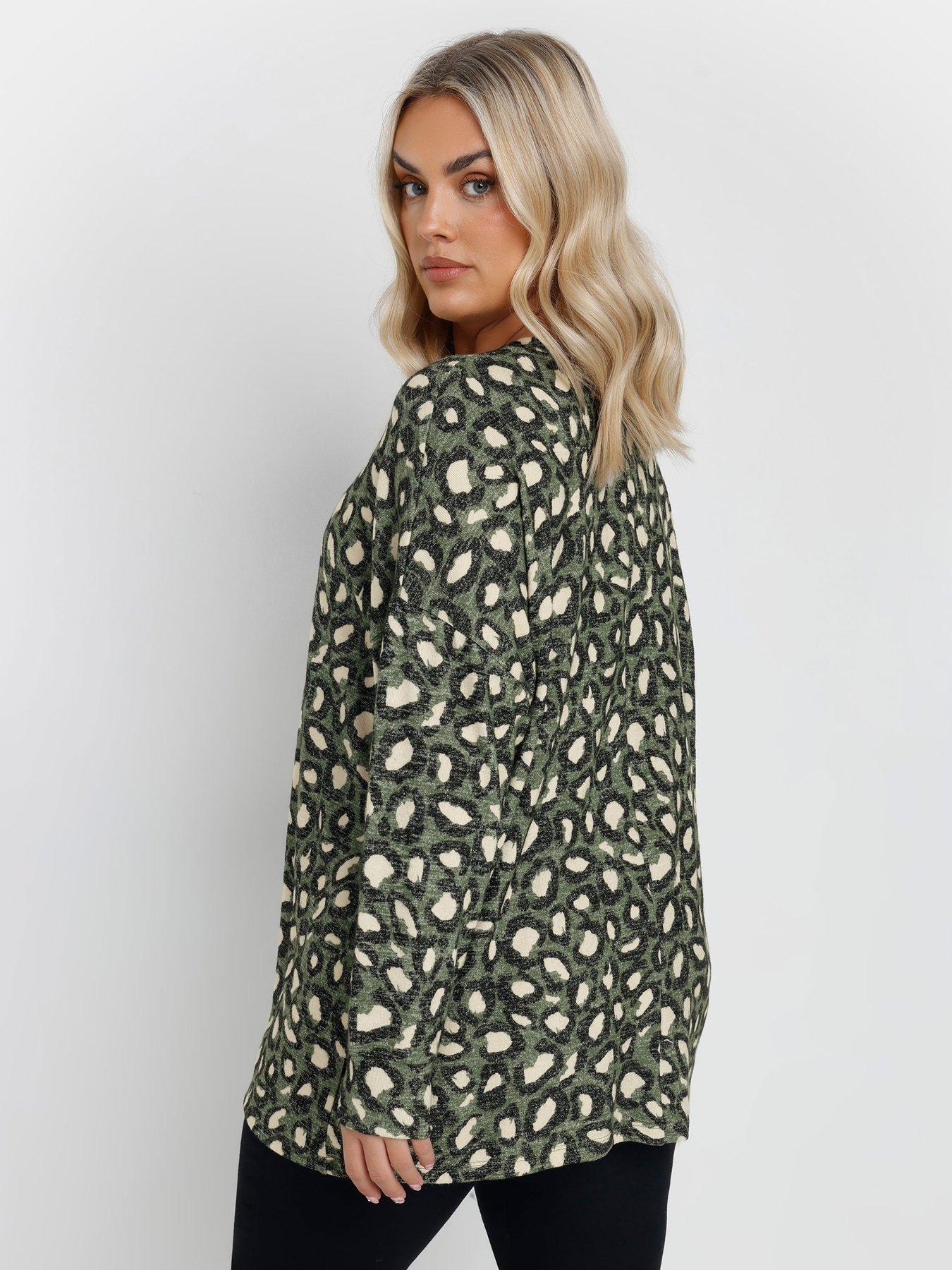 yours-curve-animal-print-jumper-greenstillFront