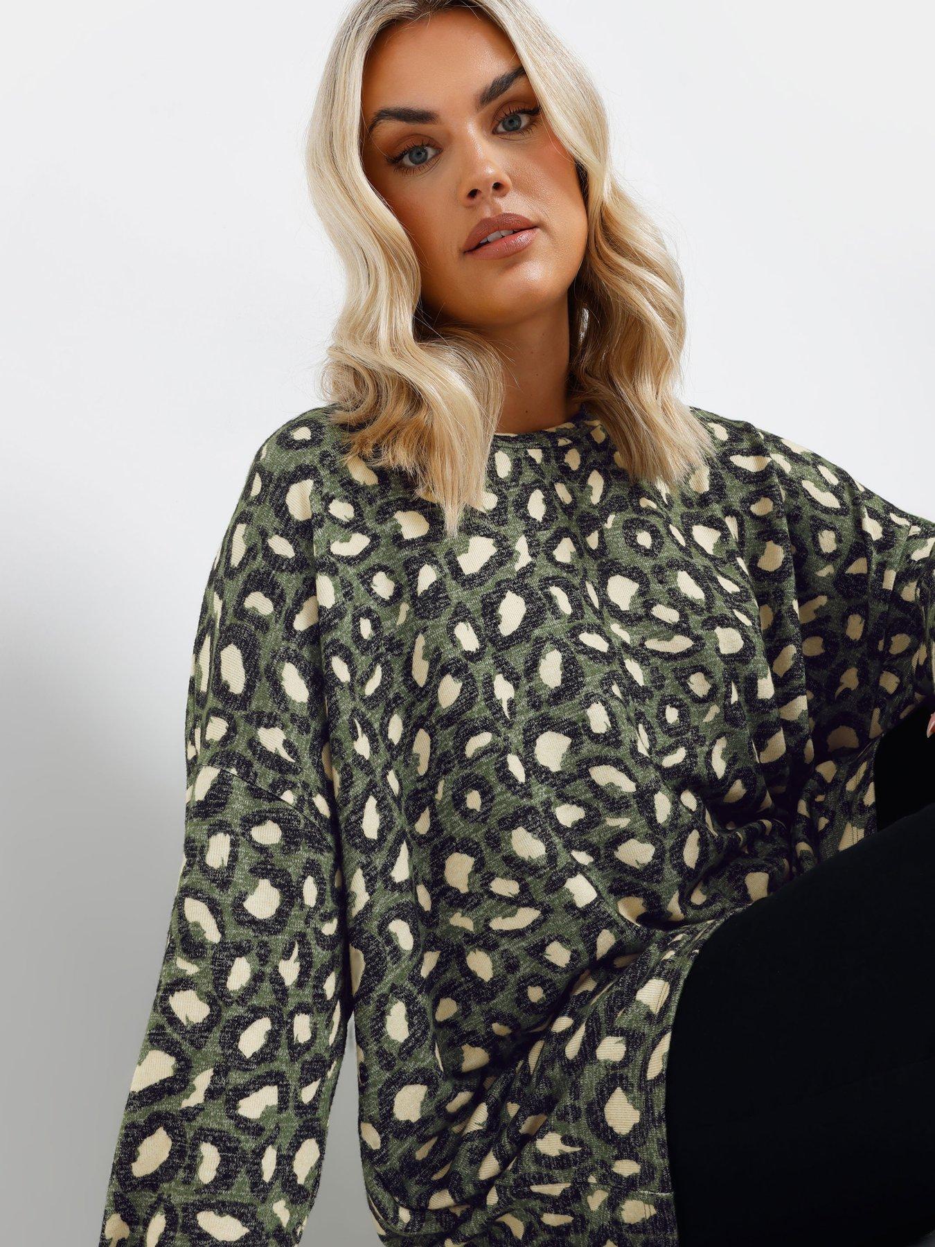 yours-curve-animal-print-jumper-greenoutfit