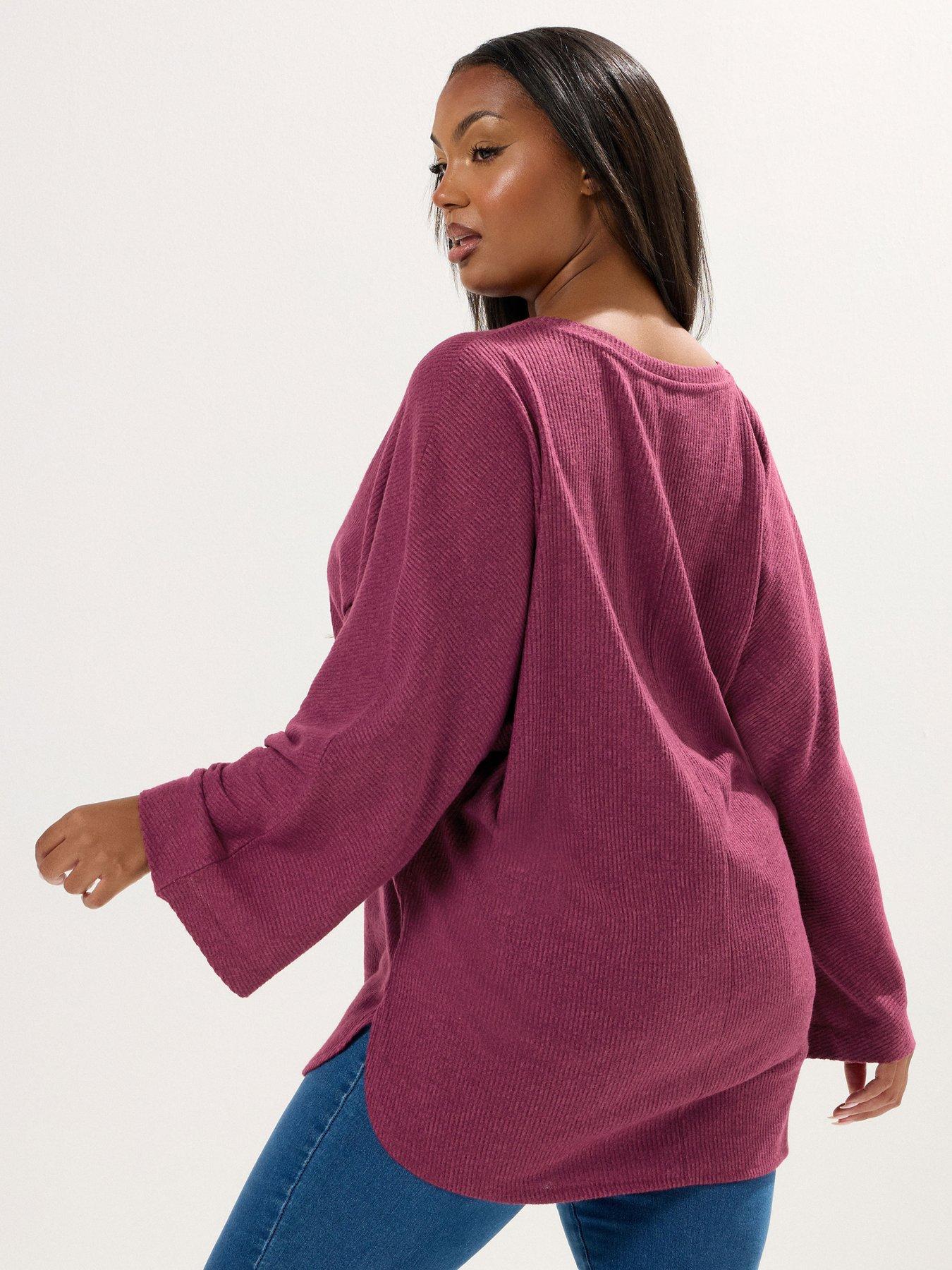 Image 2 of 4 of Yours Curve Soft Touch Ribbed Jumper - Pink