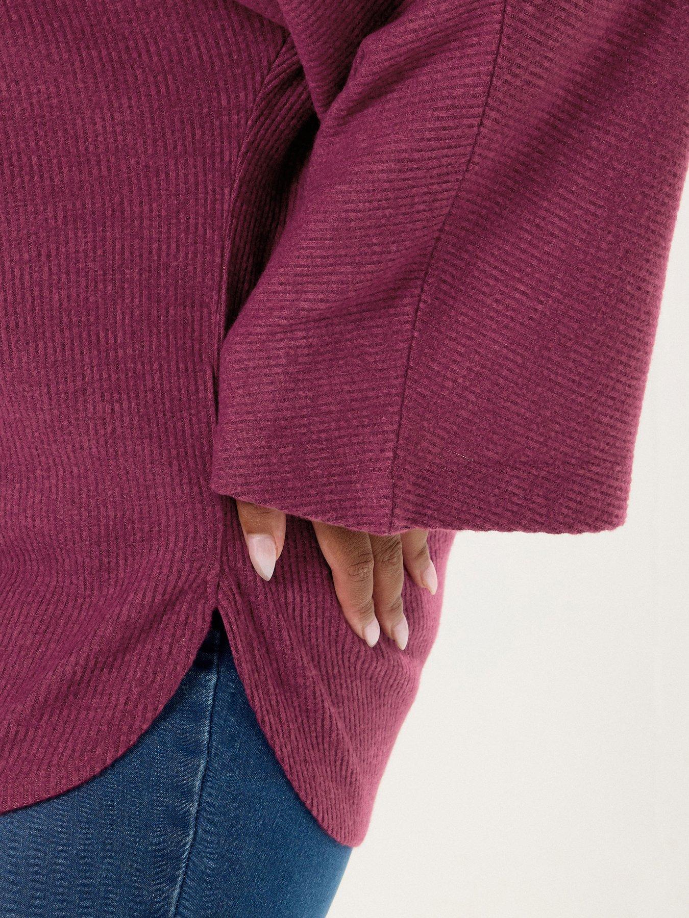 Image 4 of 4 of Yours Curve Soft Touch Ribbed Jumper - Pink