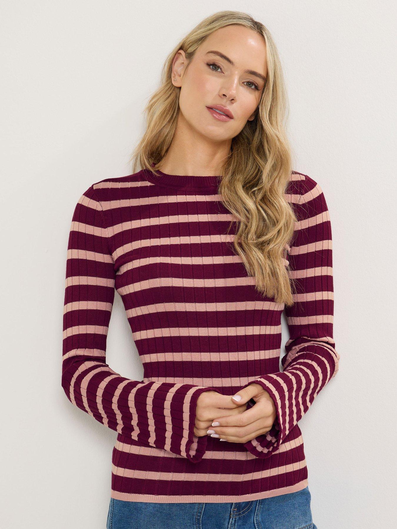 Long Tall Sally Stripe Rib Jumper - Red
