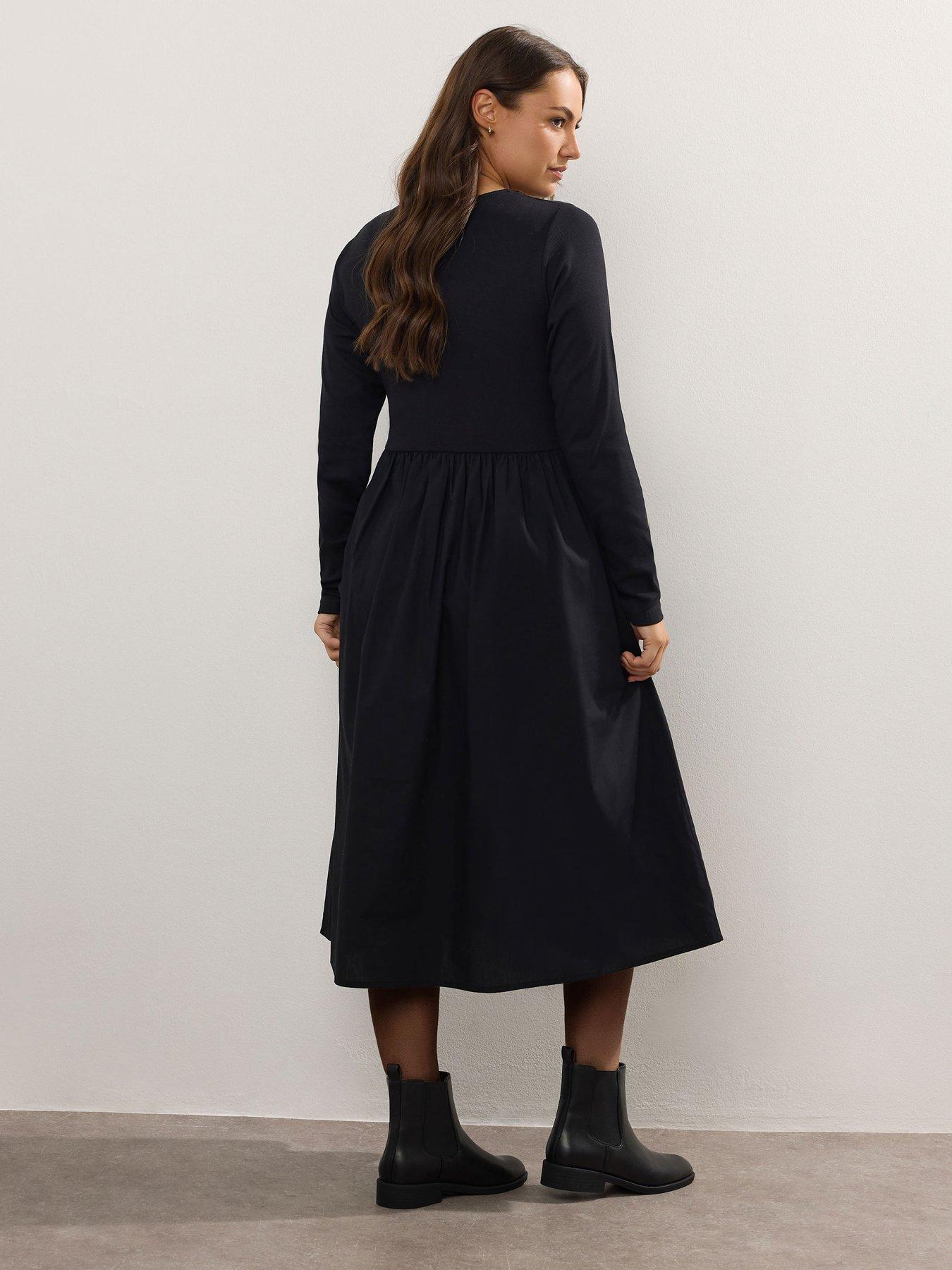yours-curve-rib-midaxi-dress-blackstillFront
