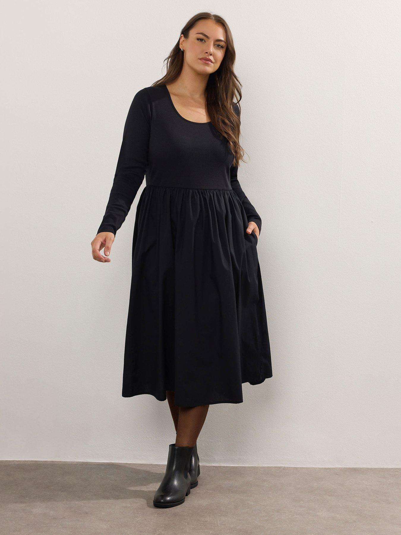 yours-curve-rib-midaxi-dress-blackback