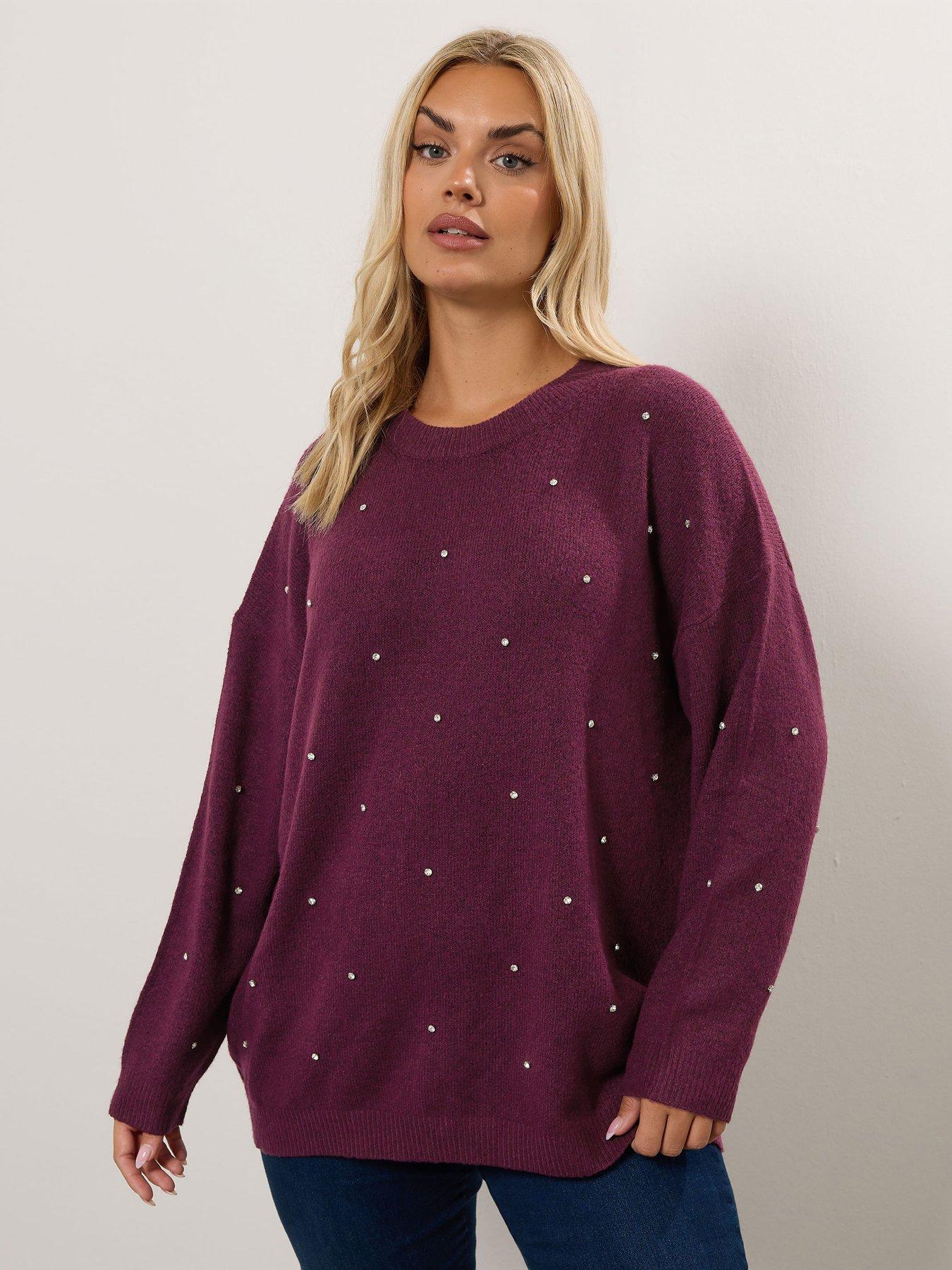 Yours Curve Embellish Front Jumper - Purple