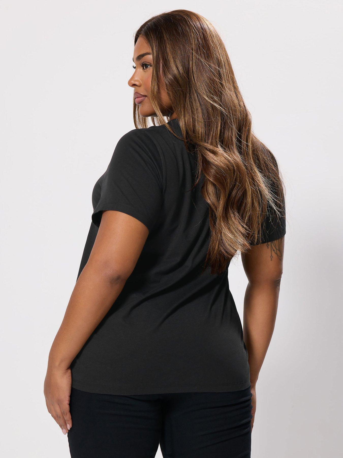 yours-curve-placement-print-set-in-sleeve-t-shirt-blackstillFront