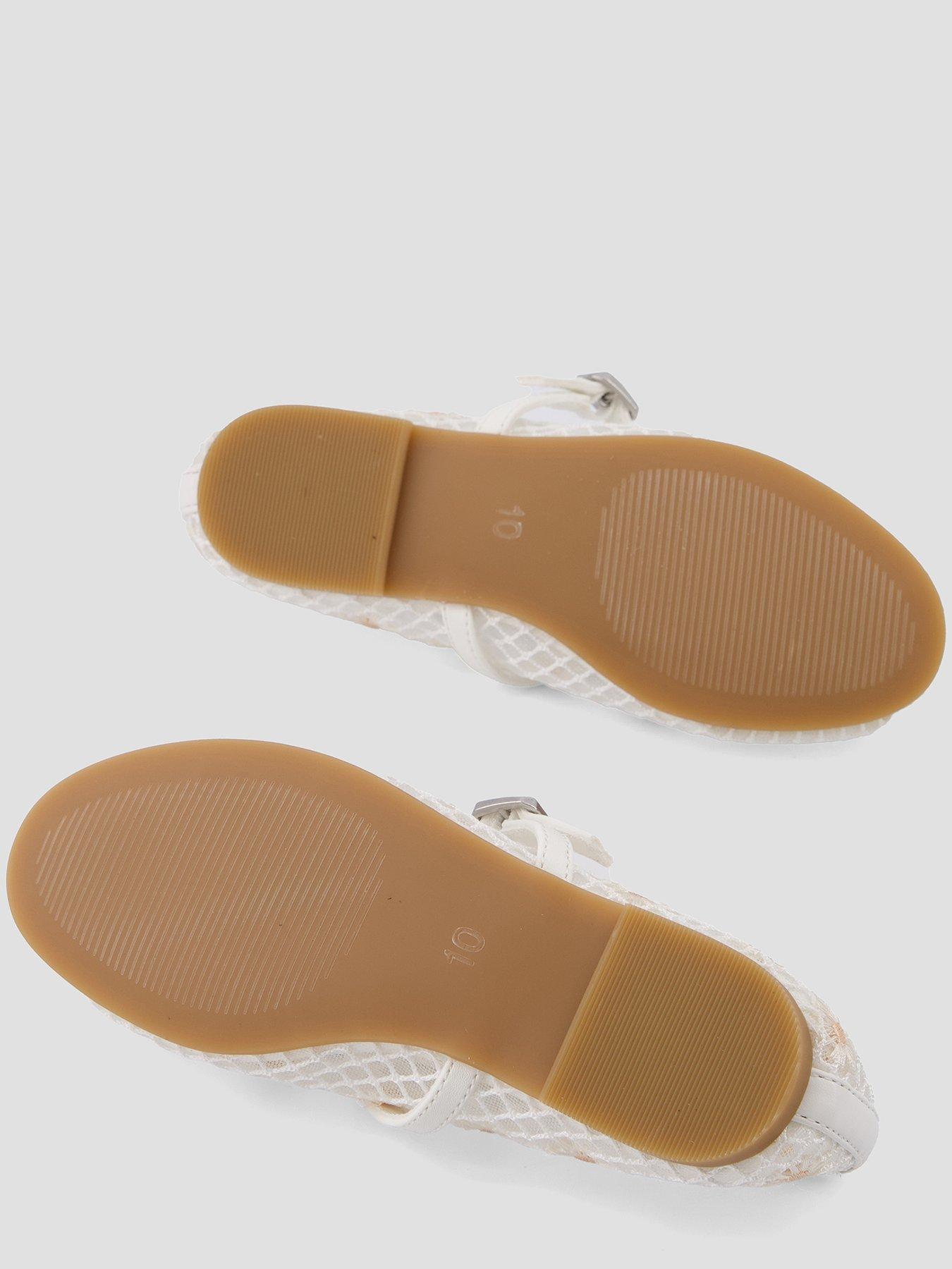 Image 4 of 7 of The Very Collection Embroidered Daisy Mesh Flats - White
