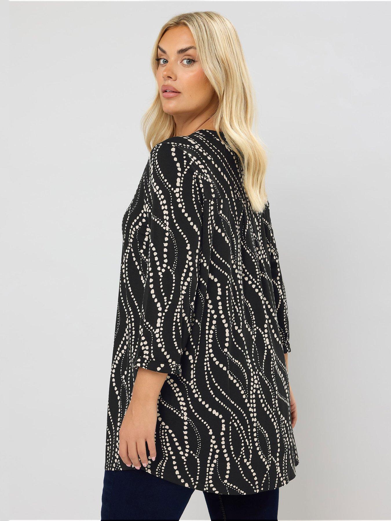 yours-curve-half-placket-shirt-blackstillFront