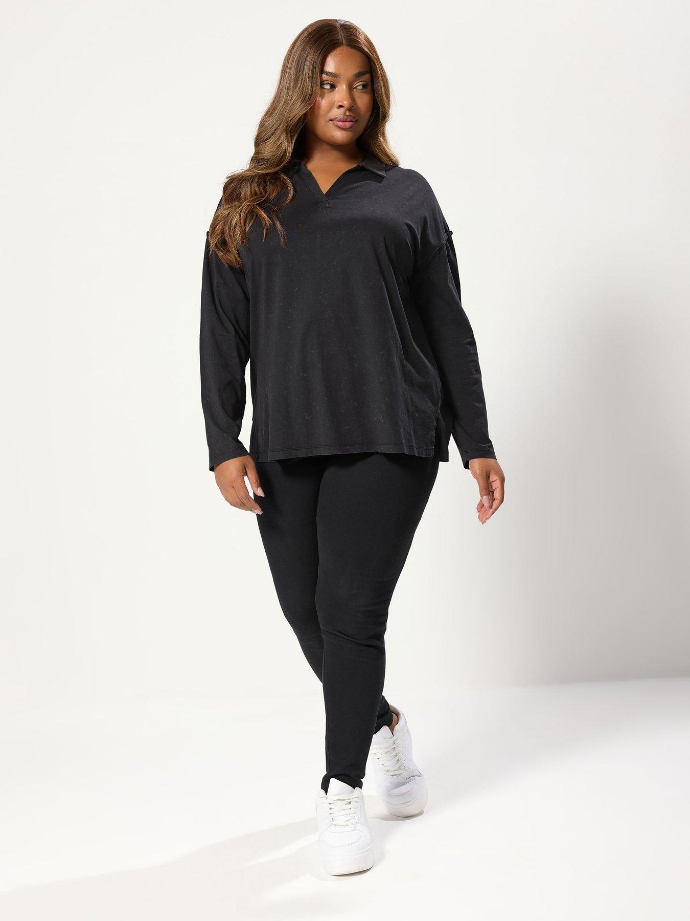 yours-curve-acid-wash-rugby-collar-top-greyback