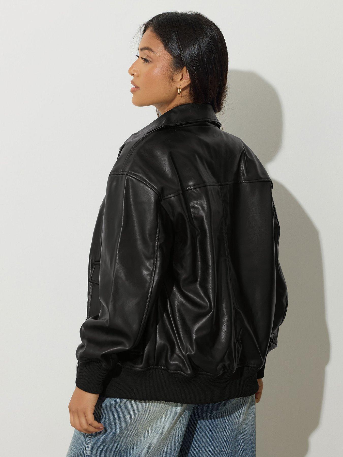 Image 2 of 4 of PixieGirl Petite Pu Trucker Jacket - Black