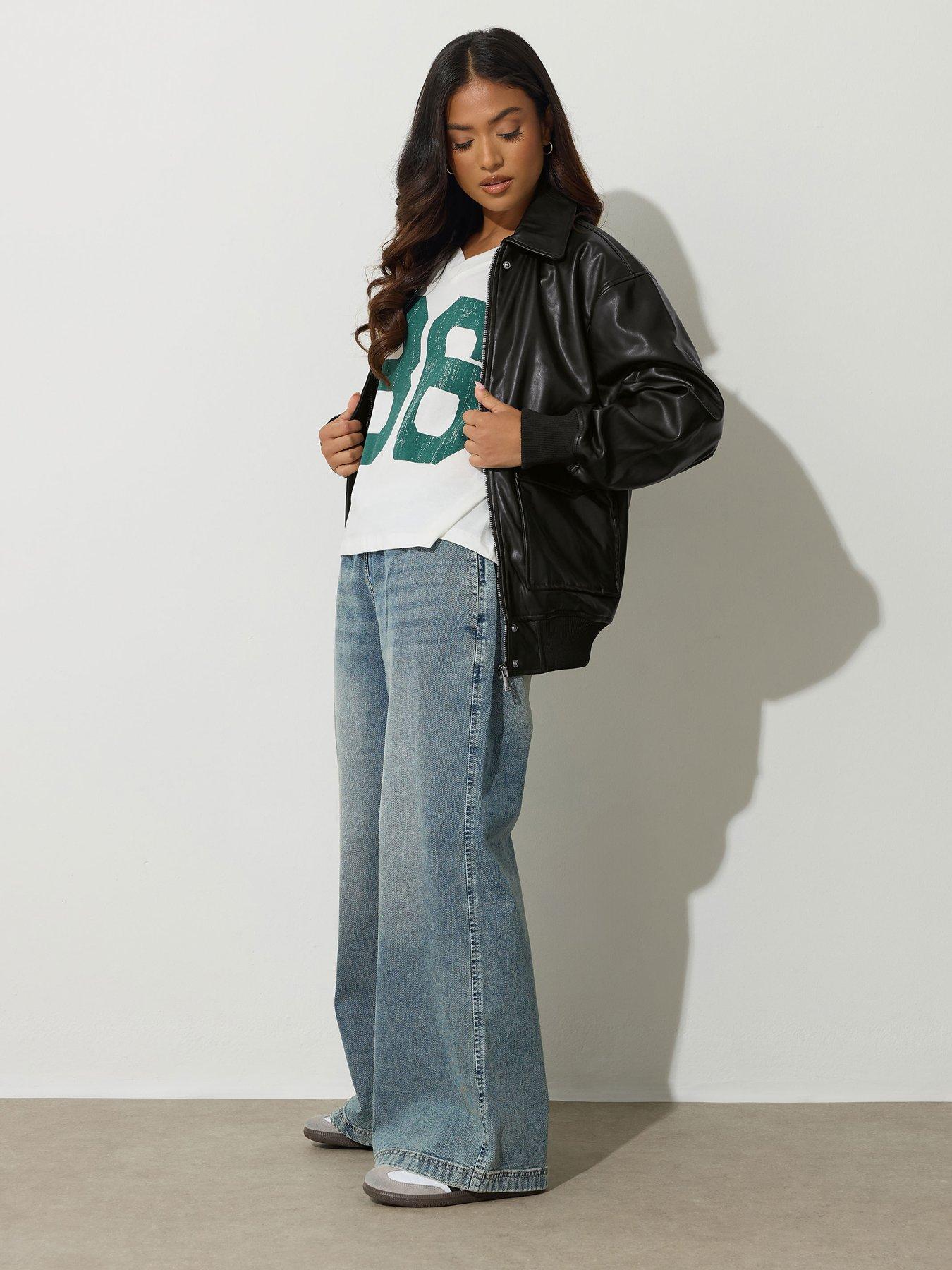 Image 3 of 4 of PixieGirl Petite Pu Trucker Jacket - Black