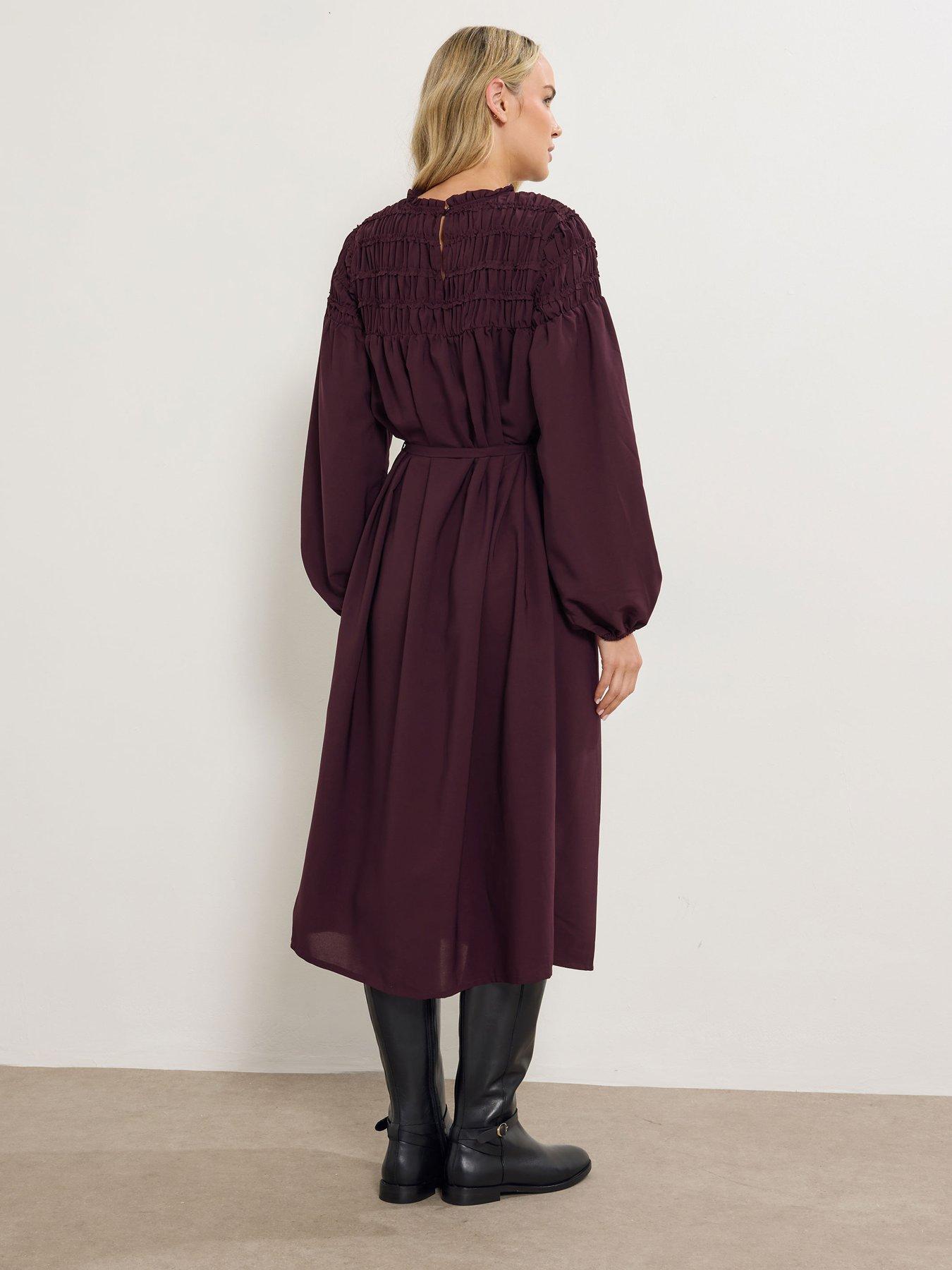 long-tall-sally-shirred-yoke-midi-dress-purplestillFront