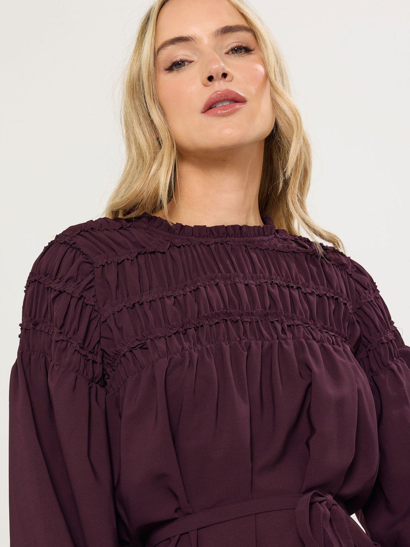 long-tall-sally-shirred-yoke-midi-dress-purpleoutfit