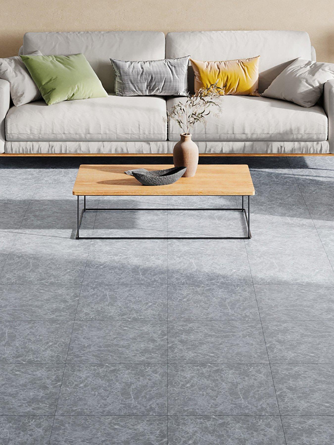 Living and Home 24pcs Self Adhesive Pvc Floor Tiles Waterproof Square 3d Marble Effect Vinyl Floor Covering 5m²