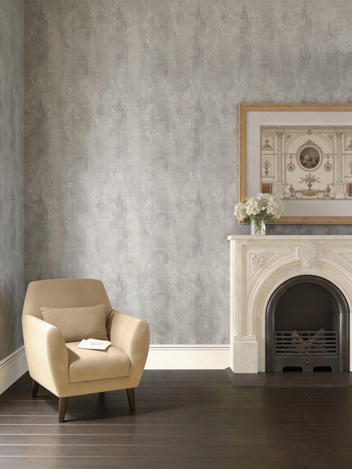Living And Home Grey Cement Effect Pvc Wallpaper Self Adhesive 5M