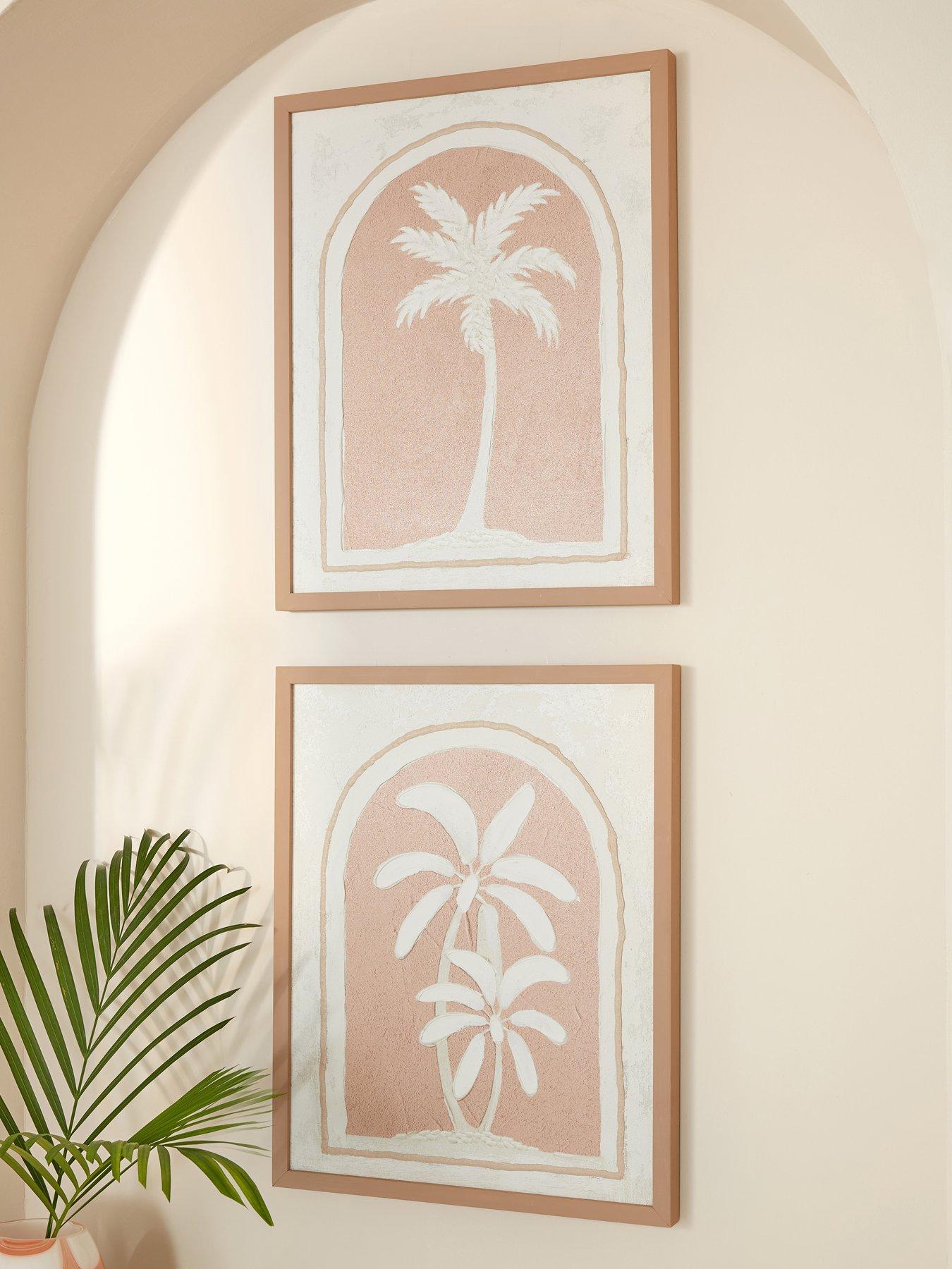 The Very Collection Set Of 2 Palm Tree Canvas - Fsc Certified in Pink/White