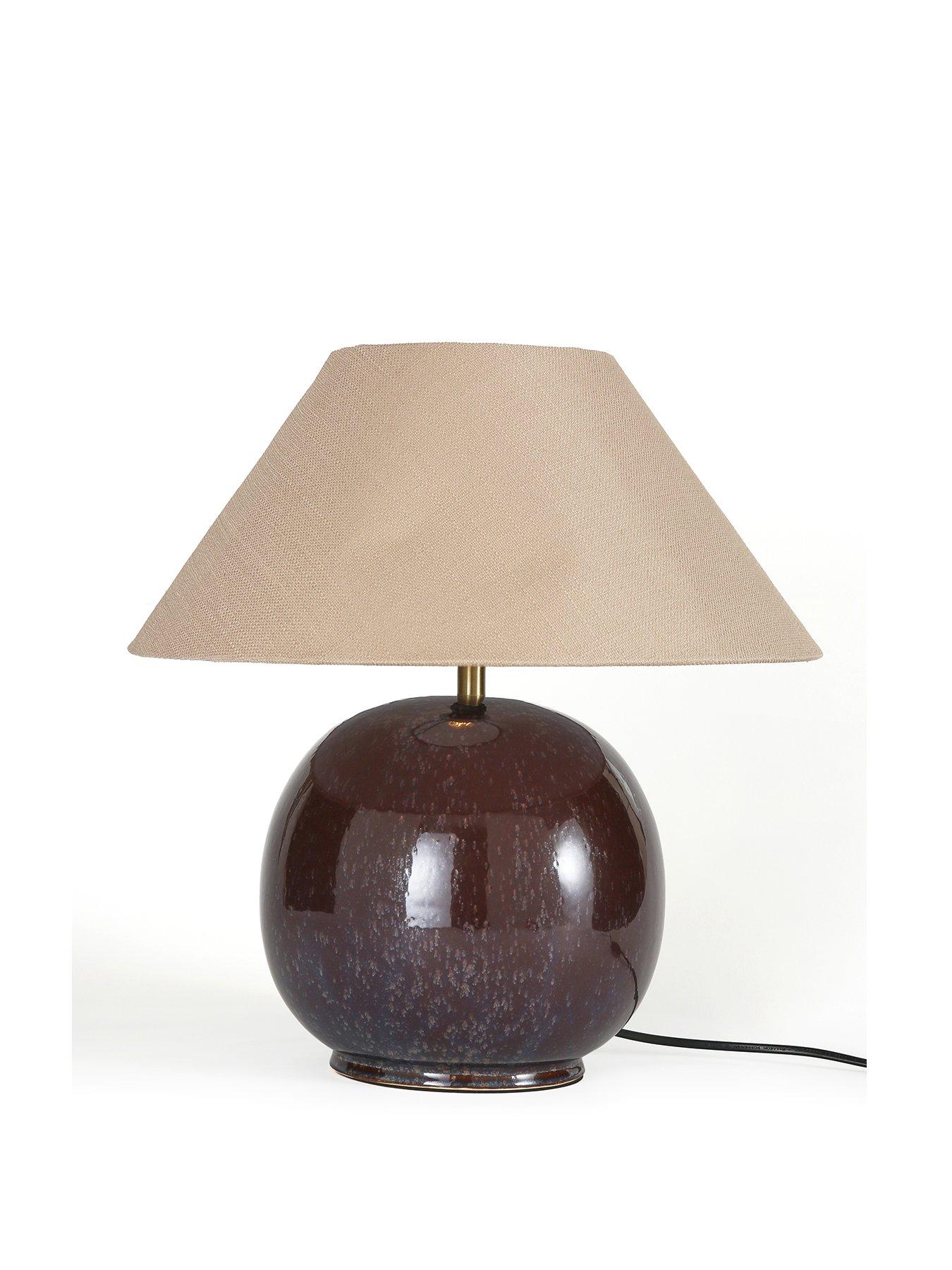Image 2 of 6 of The Very Collection Brown Ceramic Sphere Table Lamp
