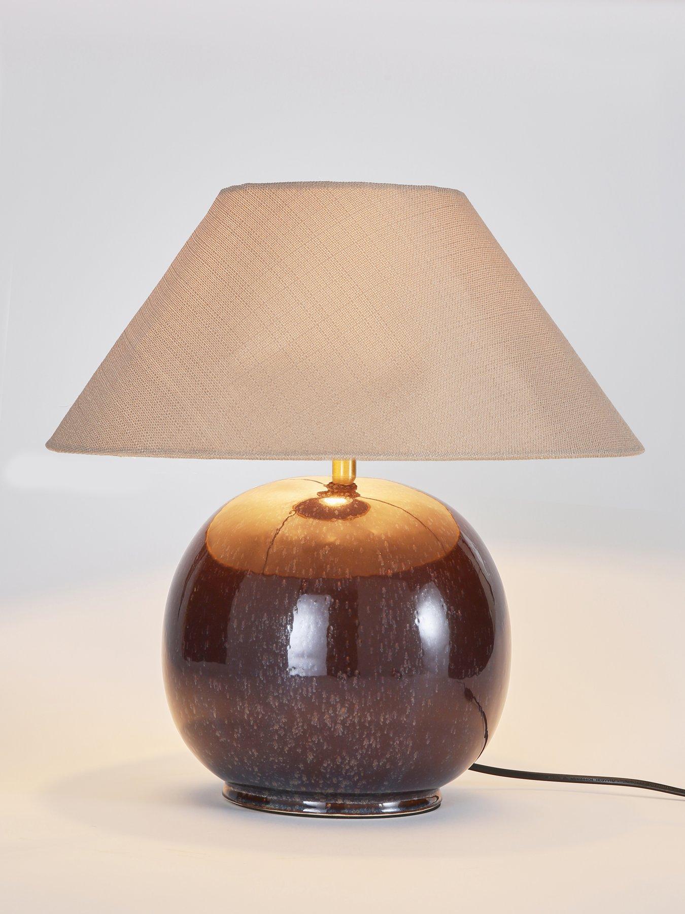 Image 3 of 6 of The Very Collection Brown Ceramic Sphere Table Lamp