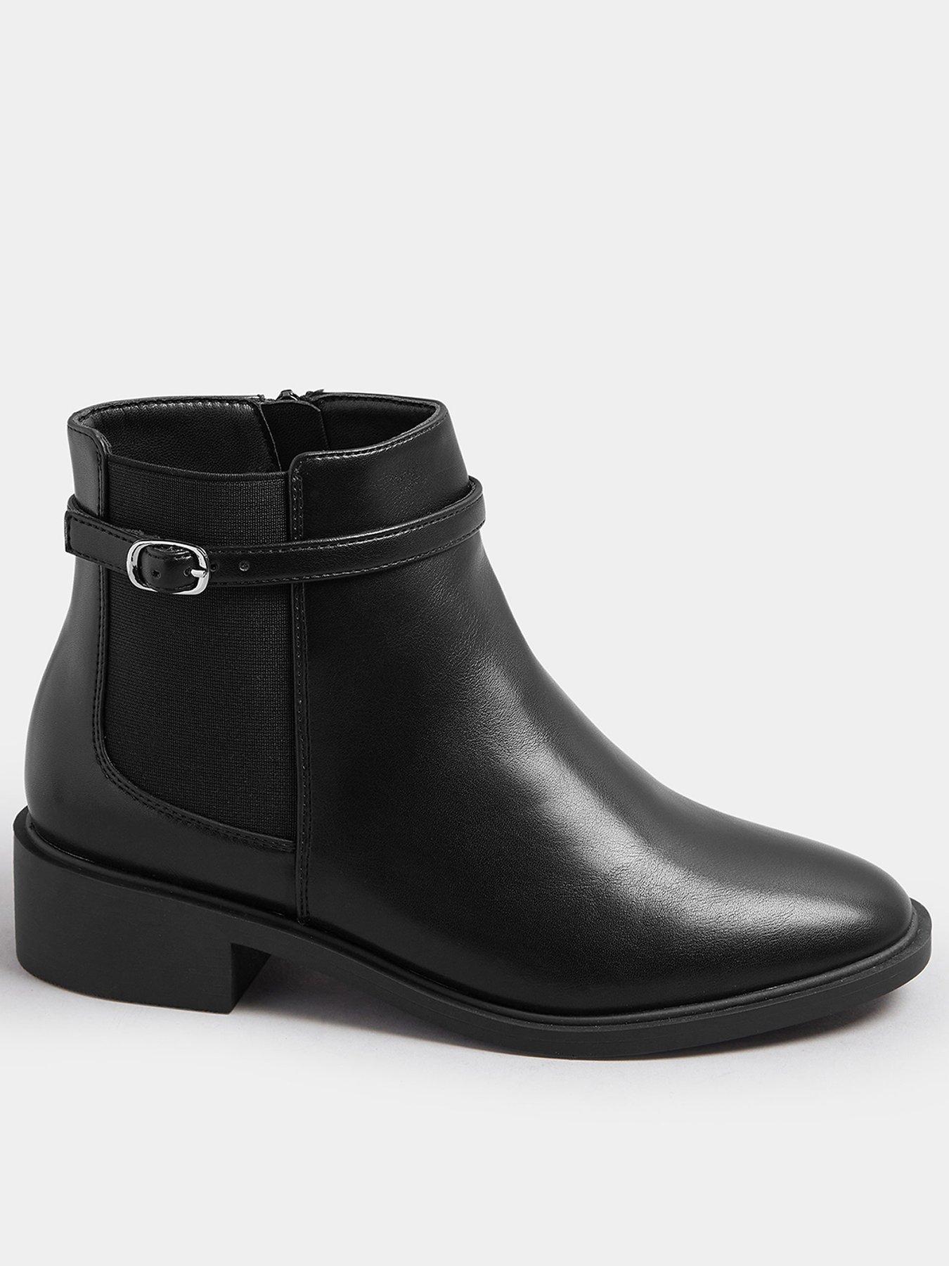 Yours Extra Wide Fit Buckle Elastic Boot - Black