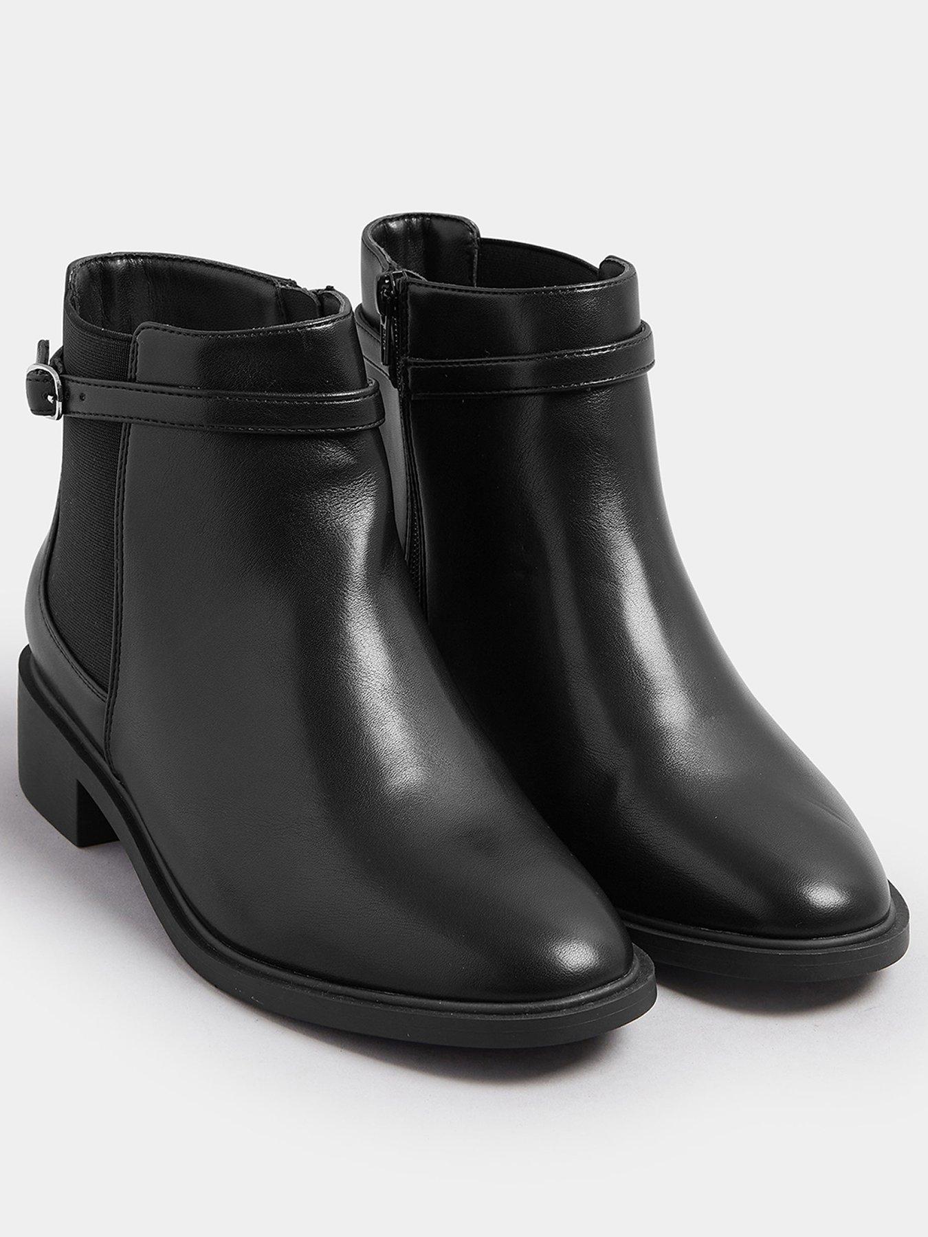 yours-extra-wide-fit-buckle-elastic-boot-blackstillFront
