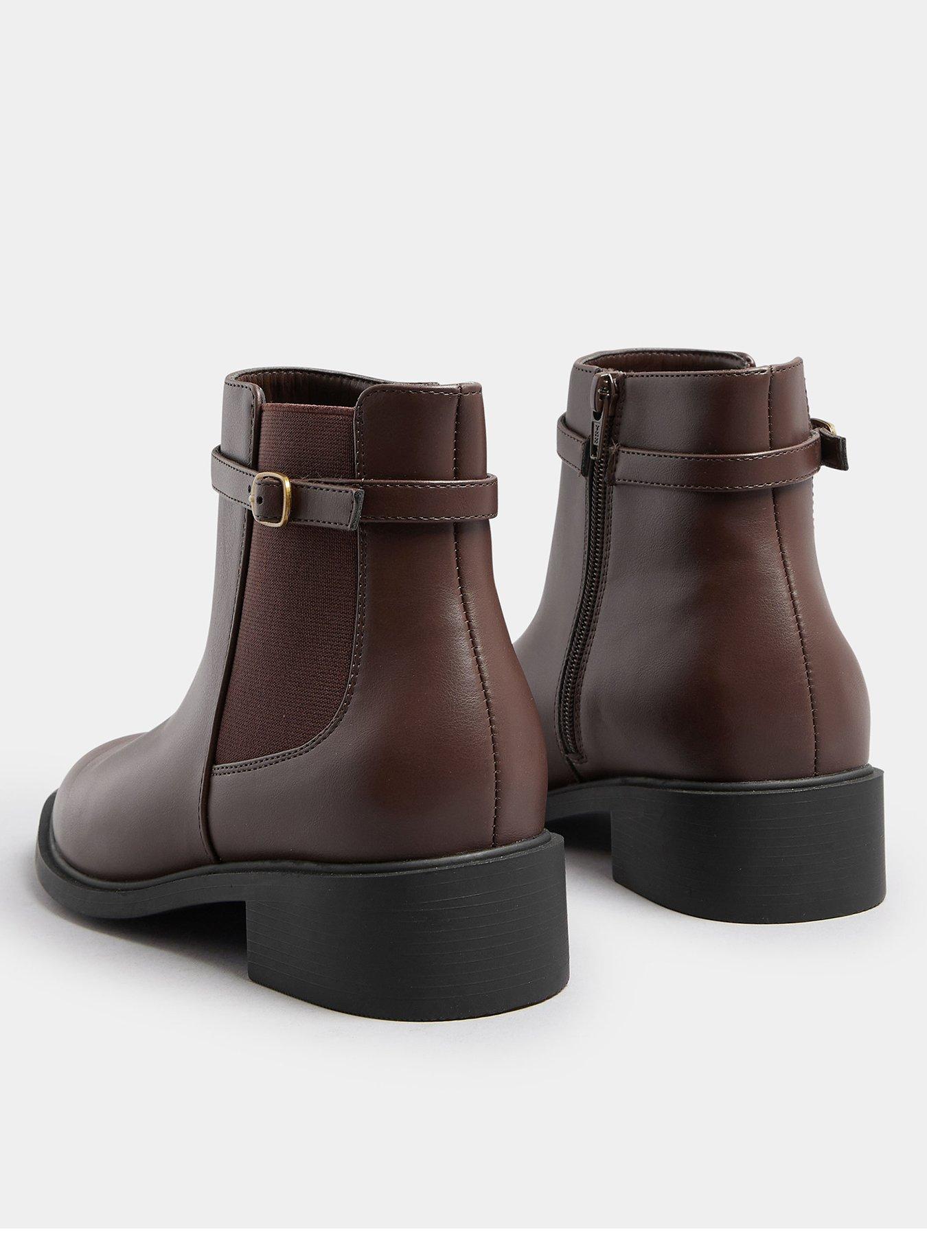 yours-wide-fit-buckle-elastic-boots-brownback