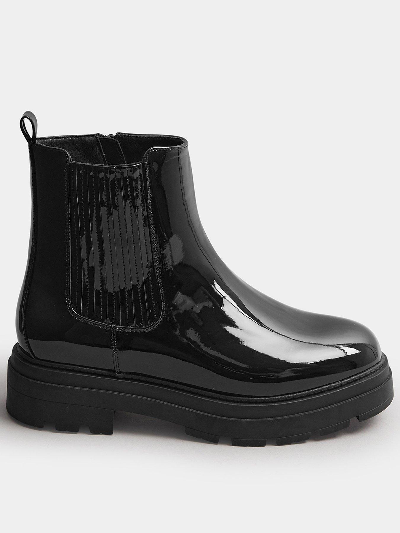 yours-extra-wide-fit-patent-chunky-chelsea-boot-black