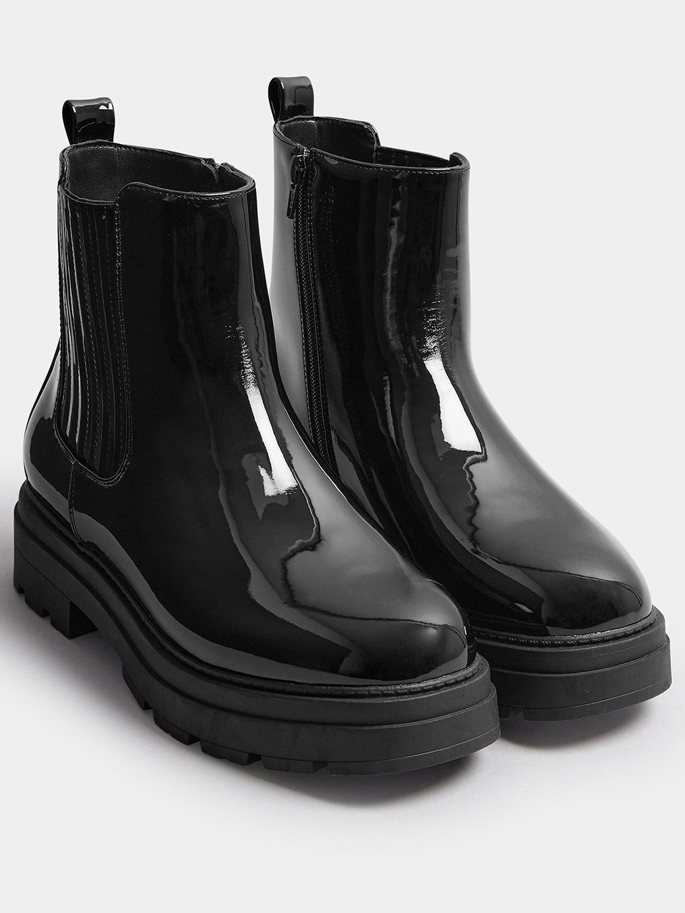 yours-extra-wide-fit-patent-chunky-chelsea-boot-blackstillFront